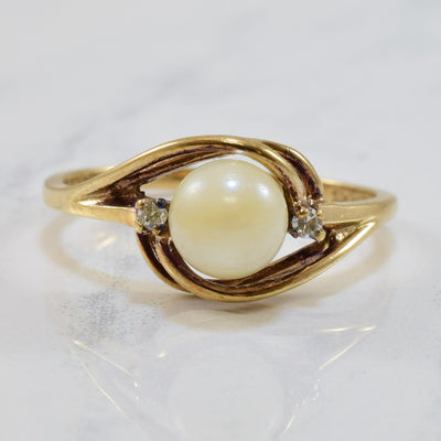 Pearl & Diamond Bypass Ring | 1.38ct, 0.03ctw | SZ 6.25 |