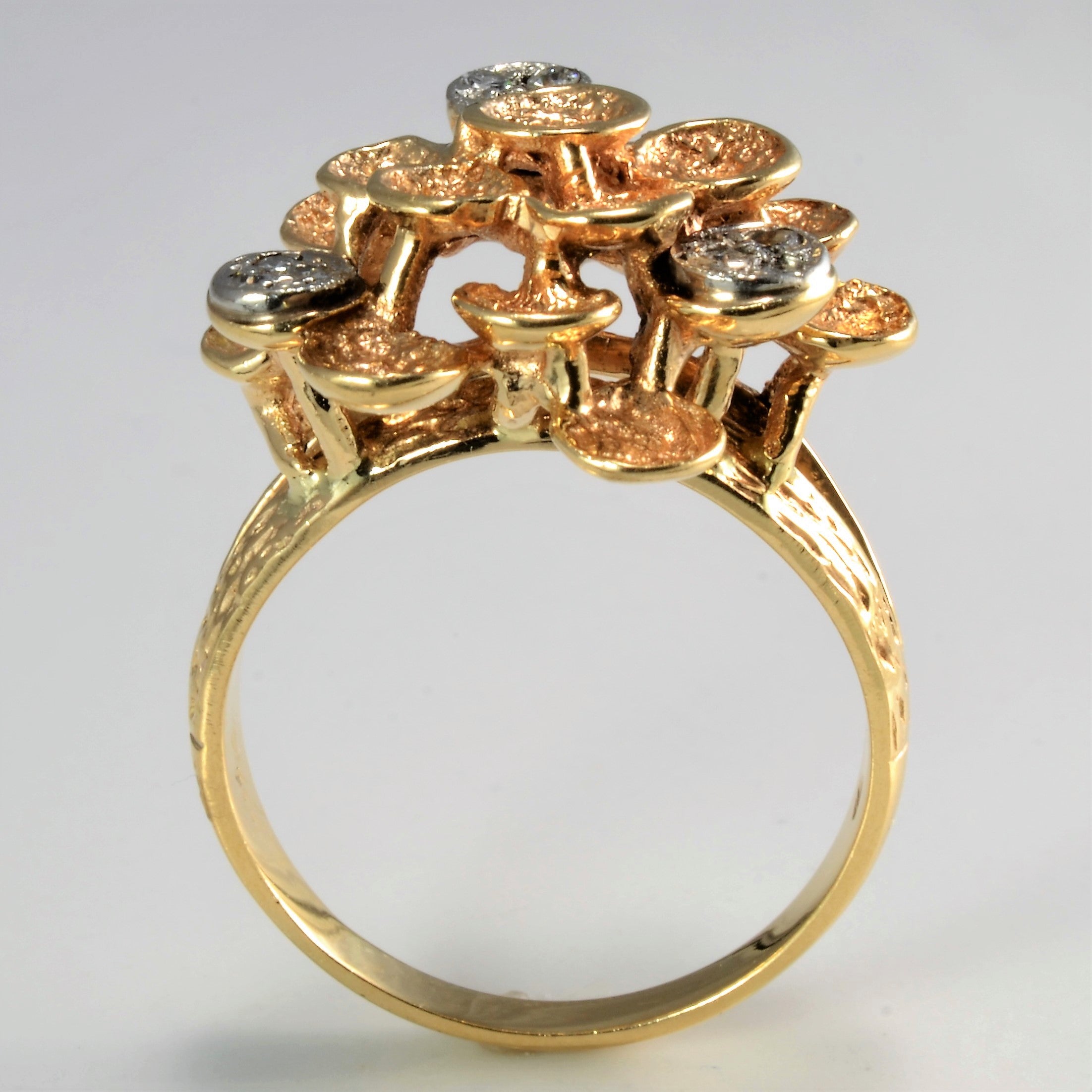 Bague large en diamant à anneau fendu texturé | 0,09 ct, taille 8,75 | 