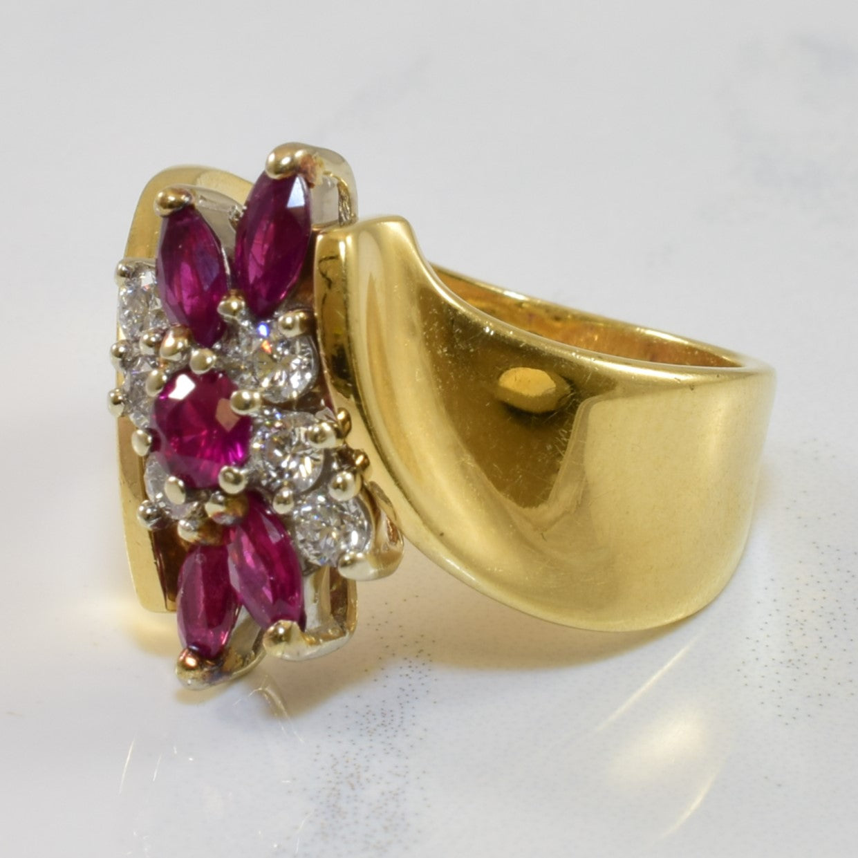 Mixed Cut Ruby Cascade Bypass Ring | 0.24ctw, 0.70ctw | SZ 7.25 |