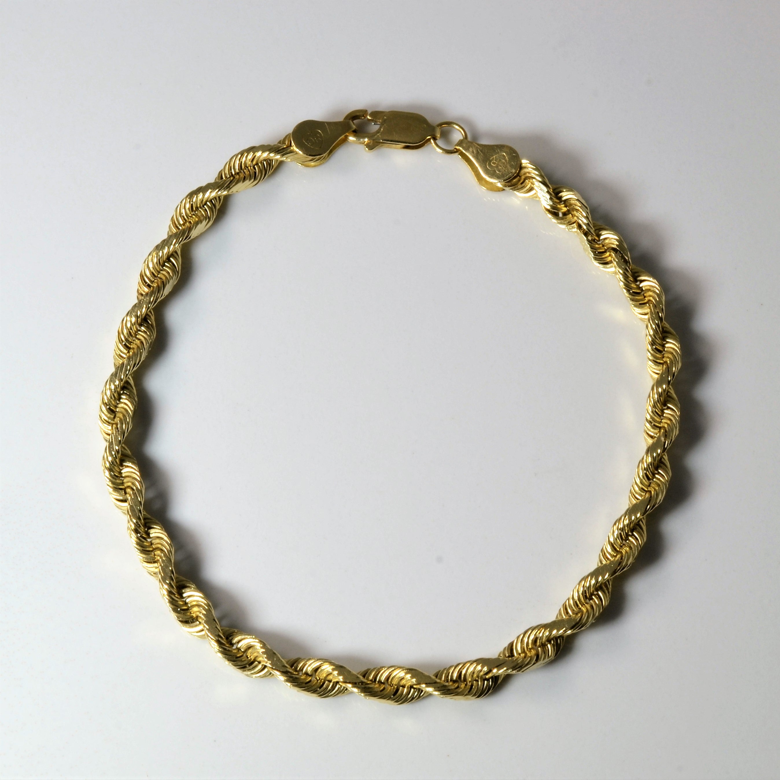 14k Yellow Gold Rope Chain Bracelet | 8" |