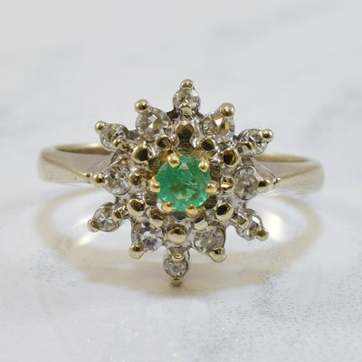 Emerald & Diamond Cluster Ring | 0.24ctw, 0.15ct | SZ 4.75 |