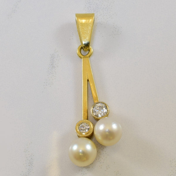 Pearl & Diamond Drop Pendant | 3.20ctw, 0.16ctw |
