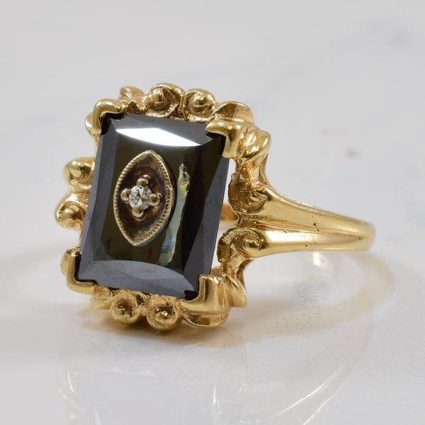1930s Hematite & Diamond Cocktail Ring | 5.00ct, 0.01ct | SZ 4.75 |