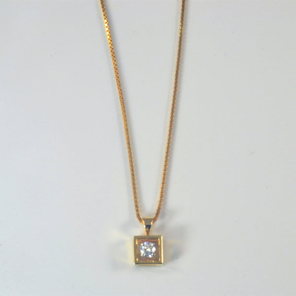 Square Set Diamond Necklace | 0.18ct | 14