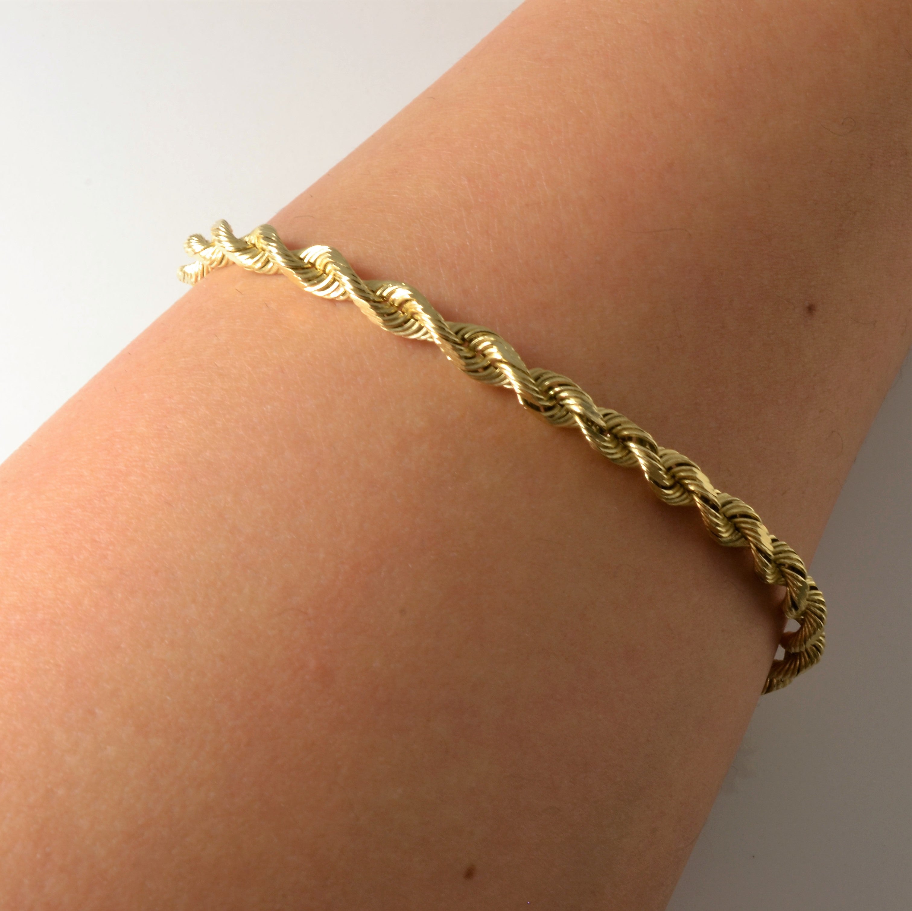 14k Yellow Gold Rope Chain Bracelet | 8" |