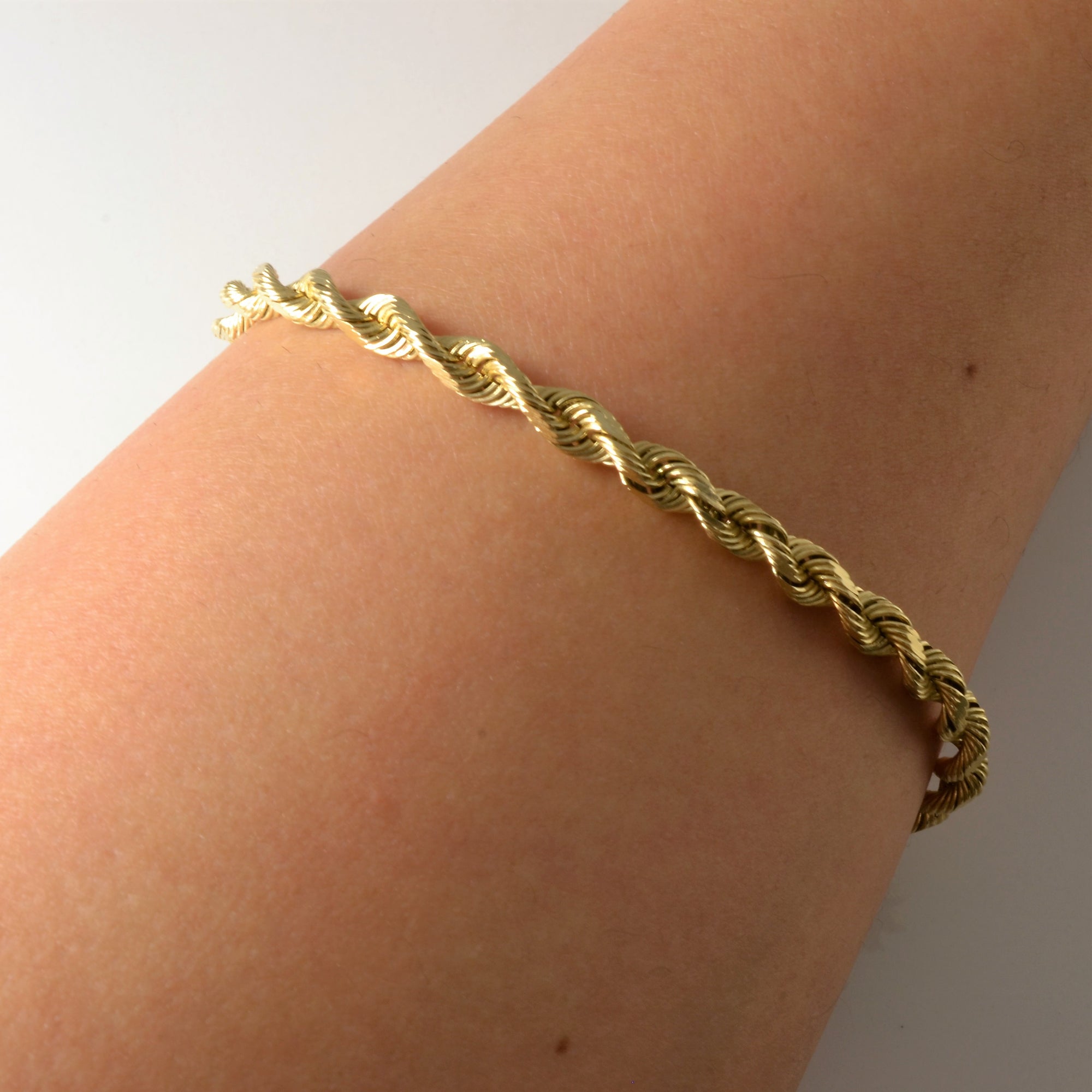 14k Yellow Gold Rope Chain Bracelet | 8