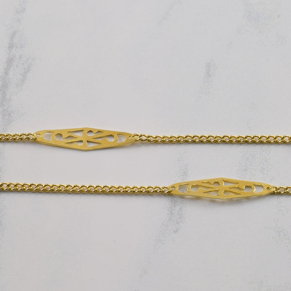 10k Yellow Gold Filagree Plate Chain | 24