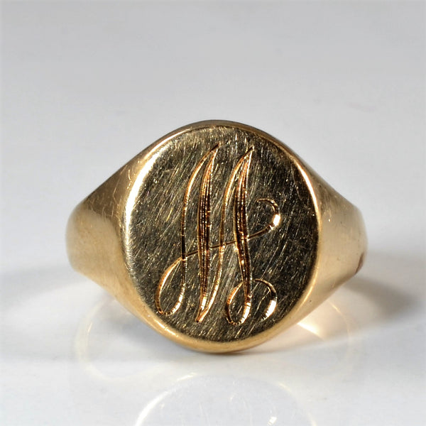 Yellow Gold Initial 'M' Signet Ring | SZ 6.5 |