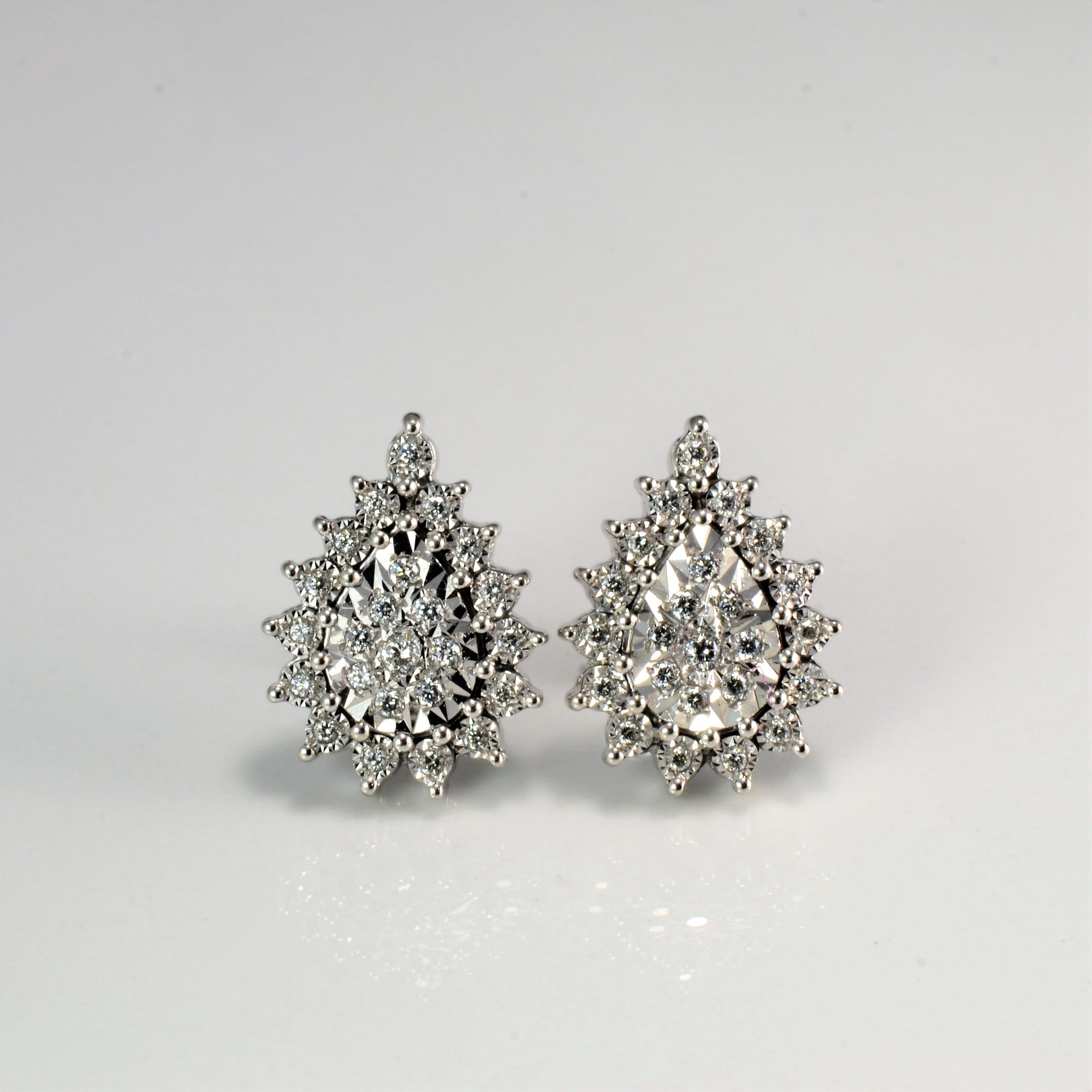 Cluster Diamond Pear Shape Stud Earrings | 0.42 ctw |