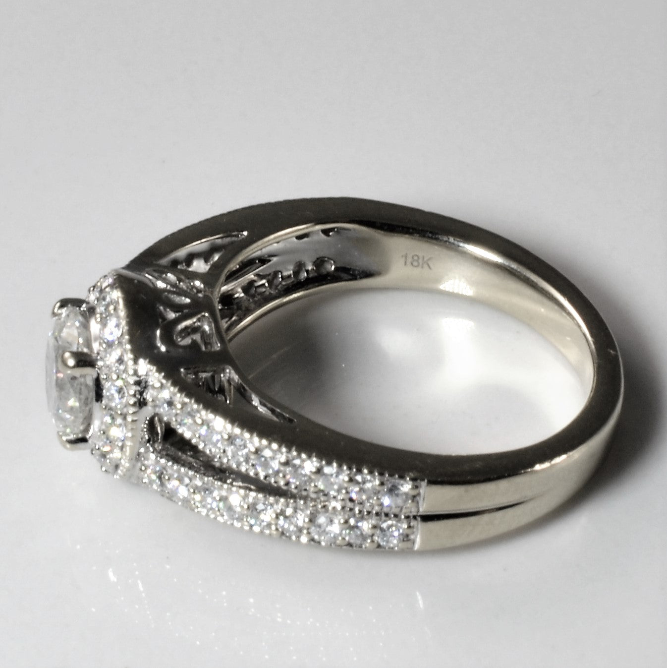 Split Shank Halo Diamond Ring | 1.26ctw | SZ 5.5 |