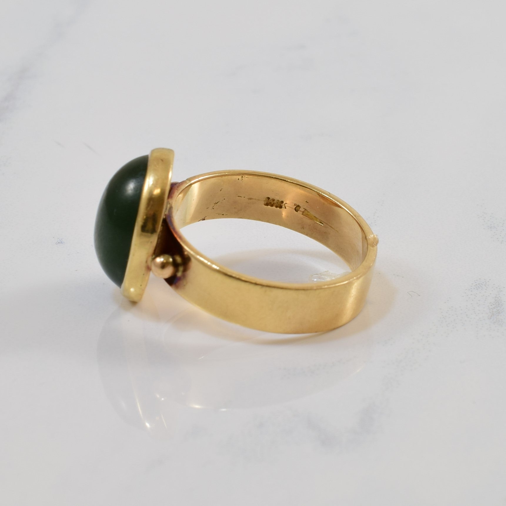 Oval Nephrite Cabochon Ring | 4.75ct | SZ 8.75 |