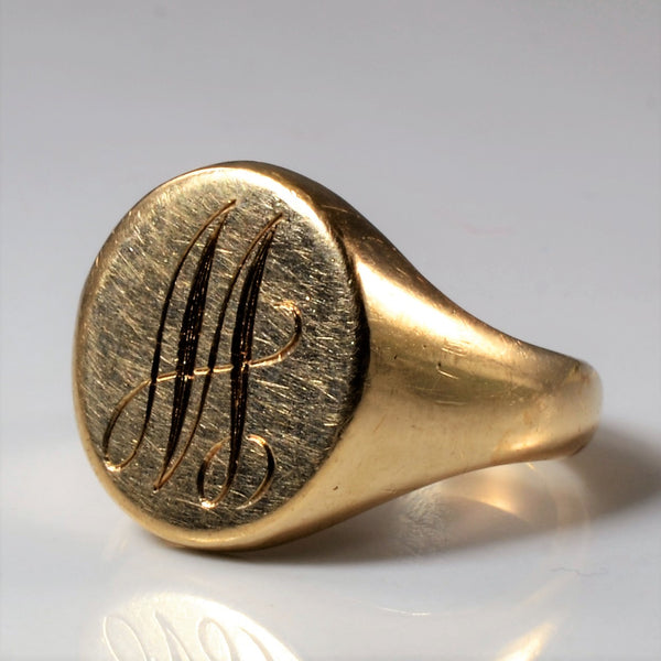 Yellow Gold Initial 'M' Signet Ring | SZ 6.5 |
