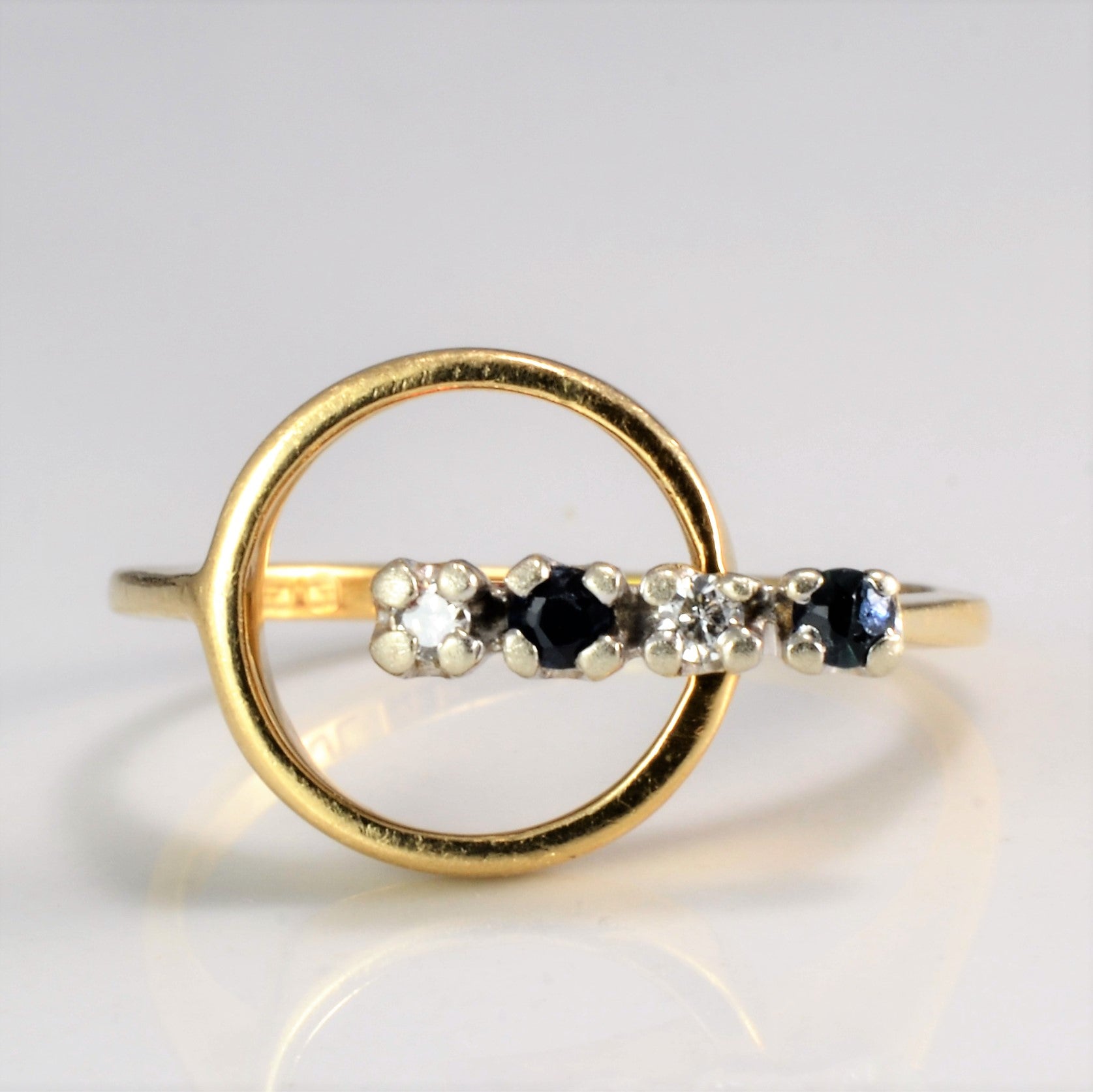 Four Stone Diamond & Sapphire Textured Ring | 0.02 ctw, SZ 4.5 |