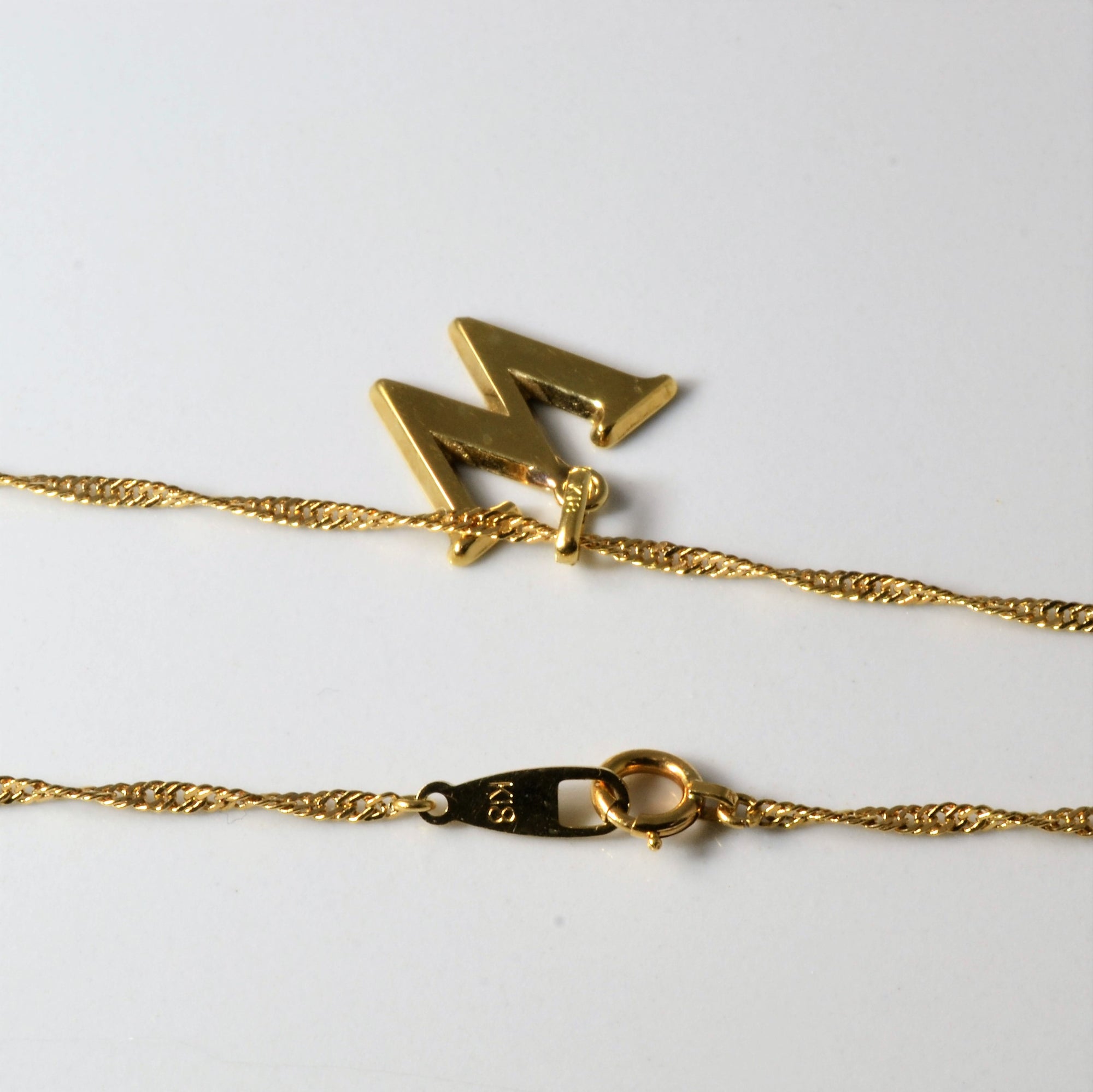 Yellow Gold Letter 'W' Necklace | 15