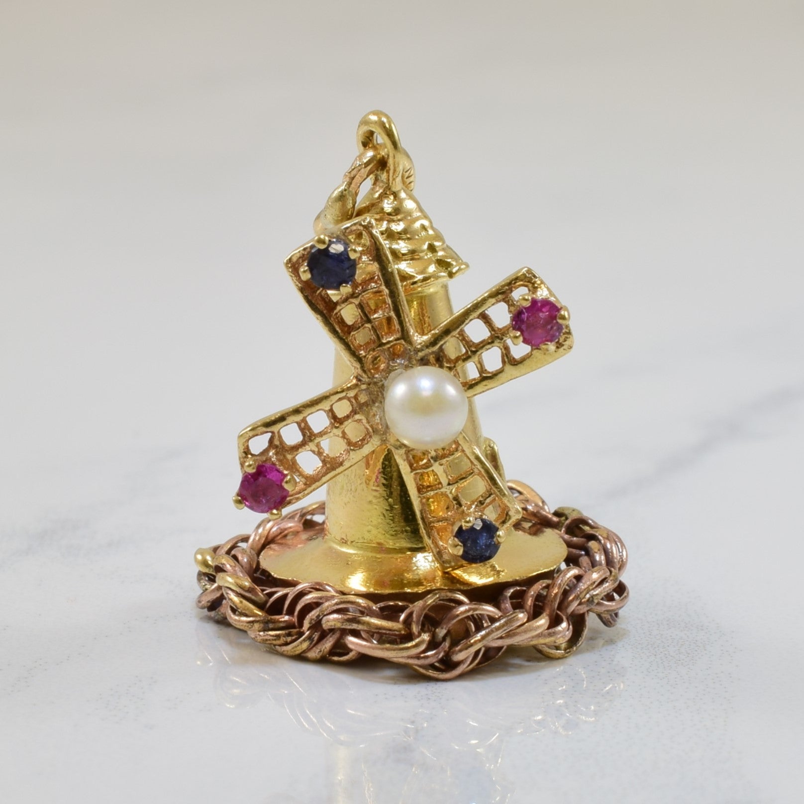 Pendentif Moulin à vent en pierres précieuses mixtes | 0,50 ct | 