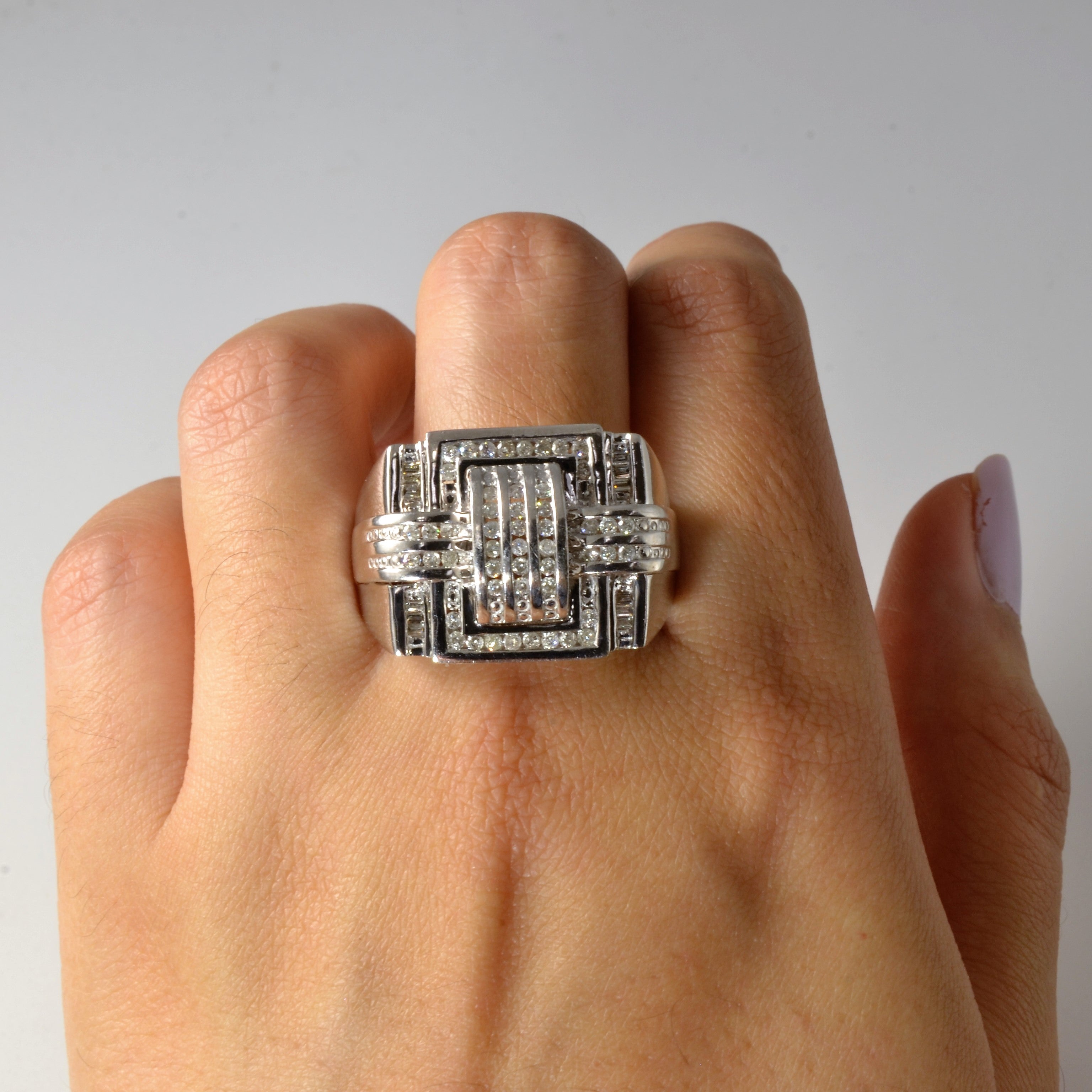 Bague nœud carré en grille de diamants | 0,56 ct | Taille 11,75 | 
