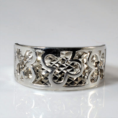 Diamond Cut White Gold Ring | SZ 8 |