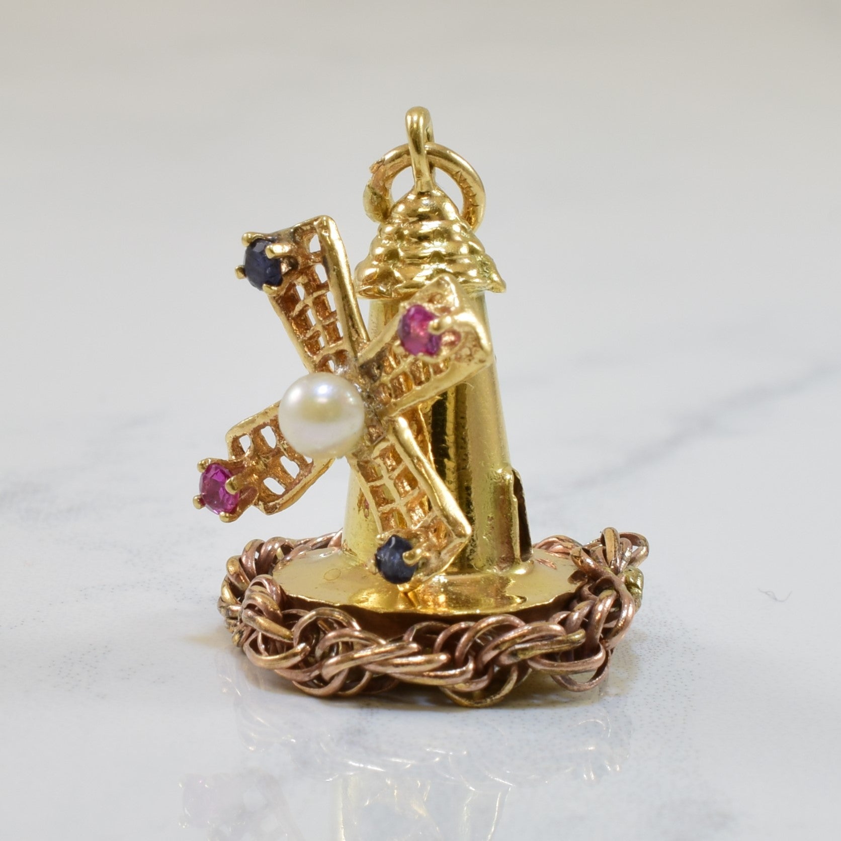 Pendentif Moulin à vent en pierres précieuses mixtes | 0,50 ct | 