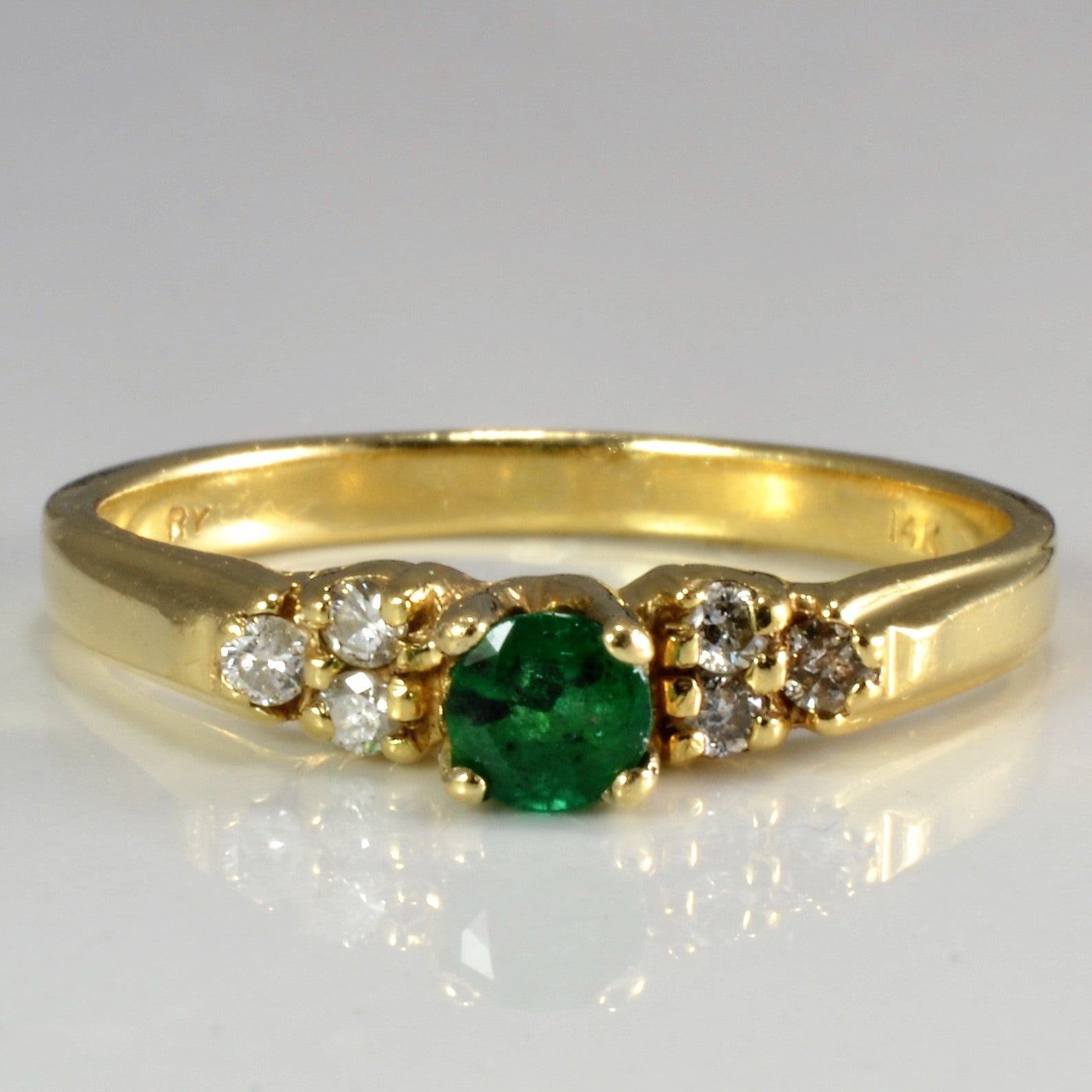 Solitaire Emerald & Accents Diamond Ring | 0.09 ctw, SZ 6.5 |