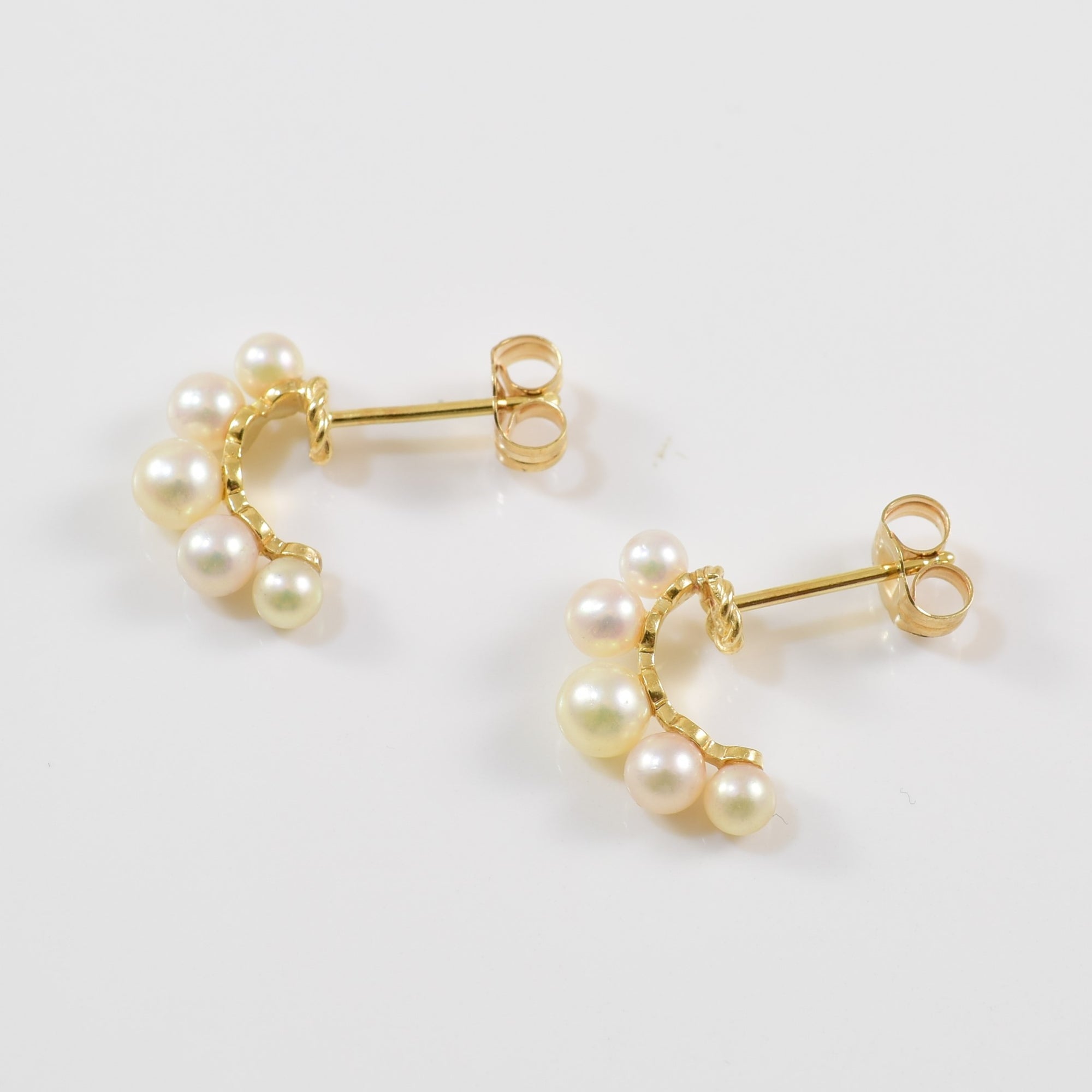 Half Hoop Pearl Stud Earrings | 2.78ctw |
