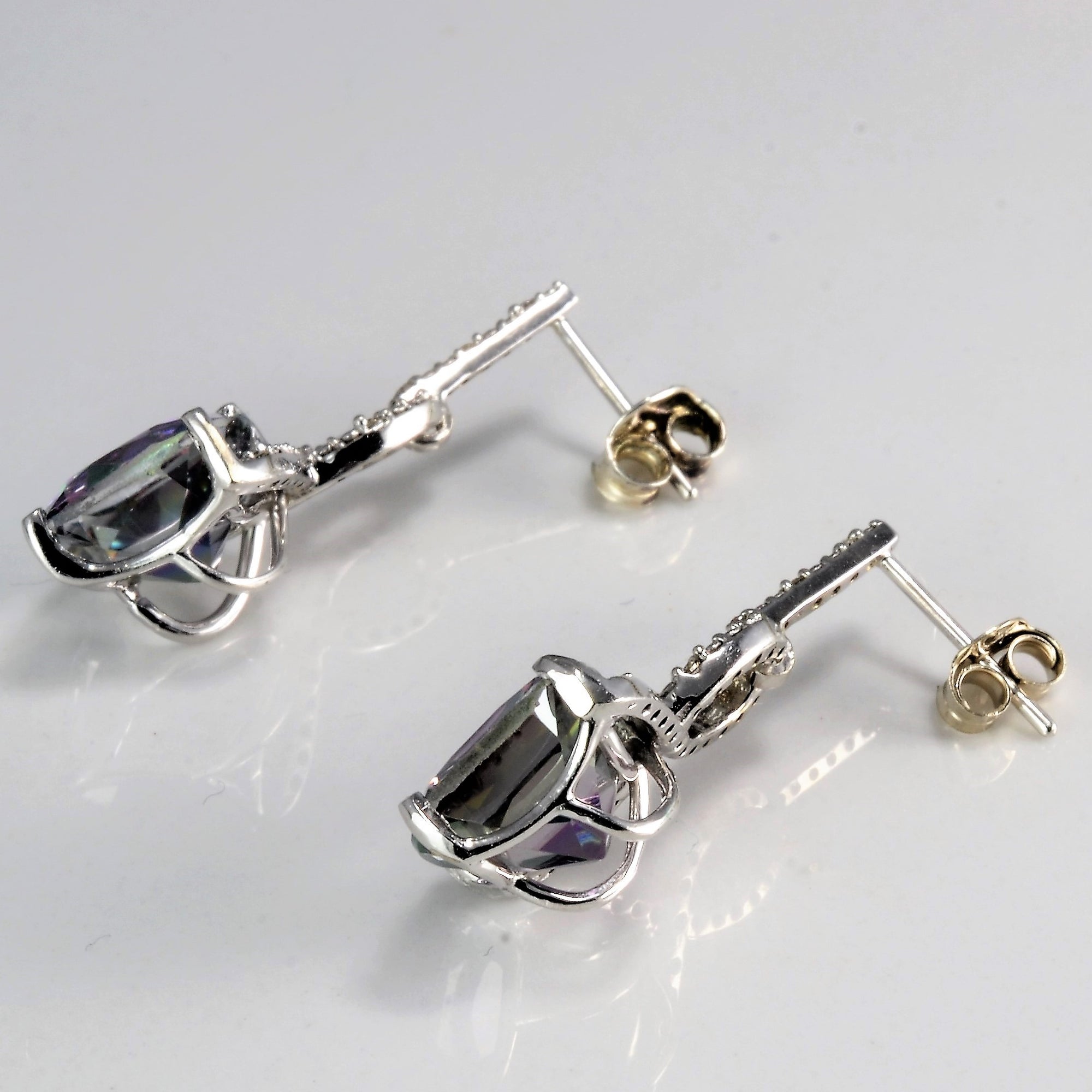 Mystic Topaz & Pave Set Diamond Dangle Earrings | 0.10 ctw |