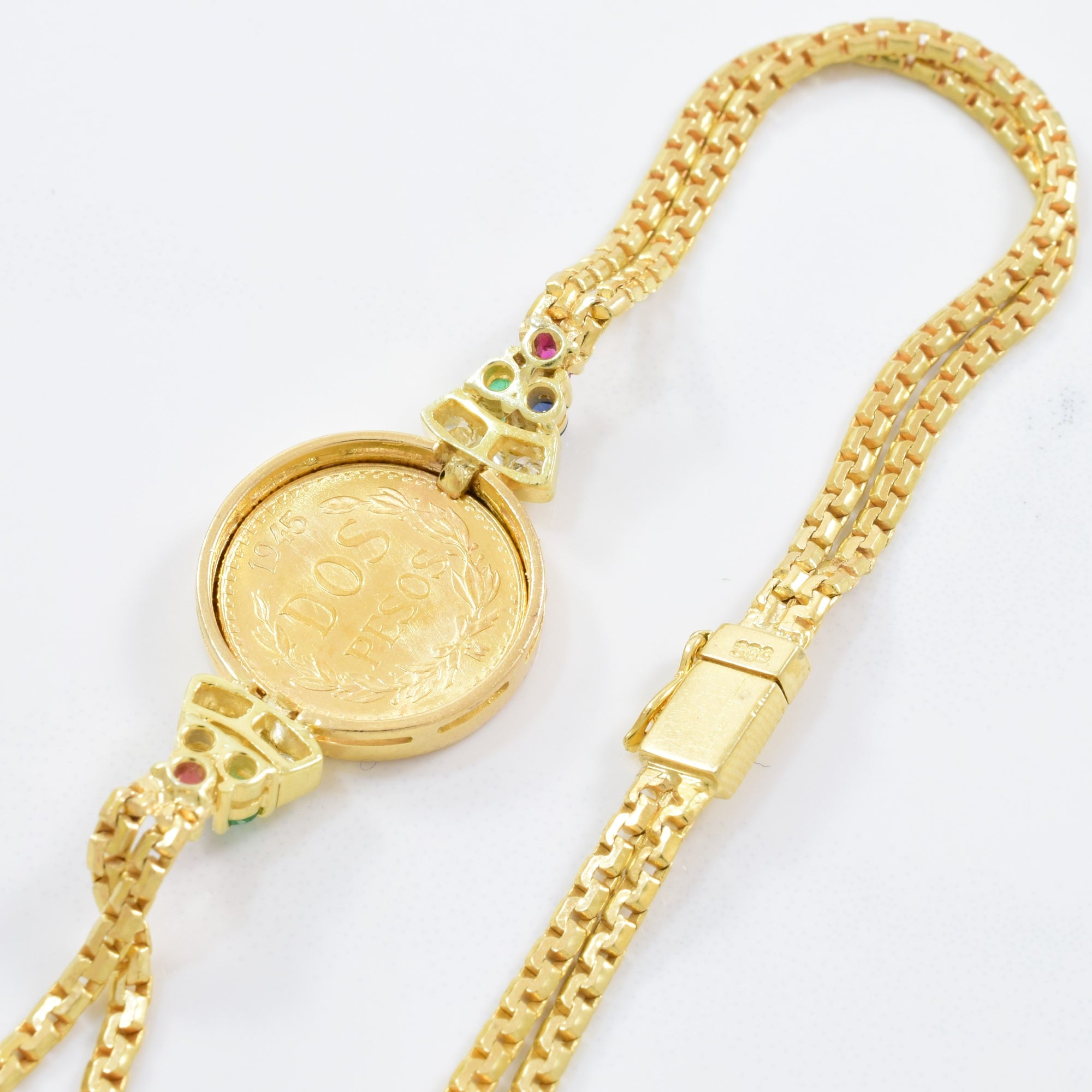 Two Peso Gold Coin Bracelet | 0.12ctw, 0.22ctw | 7
