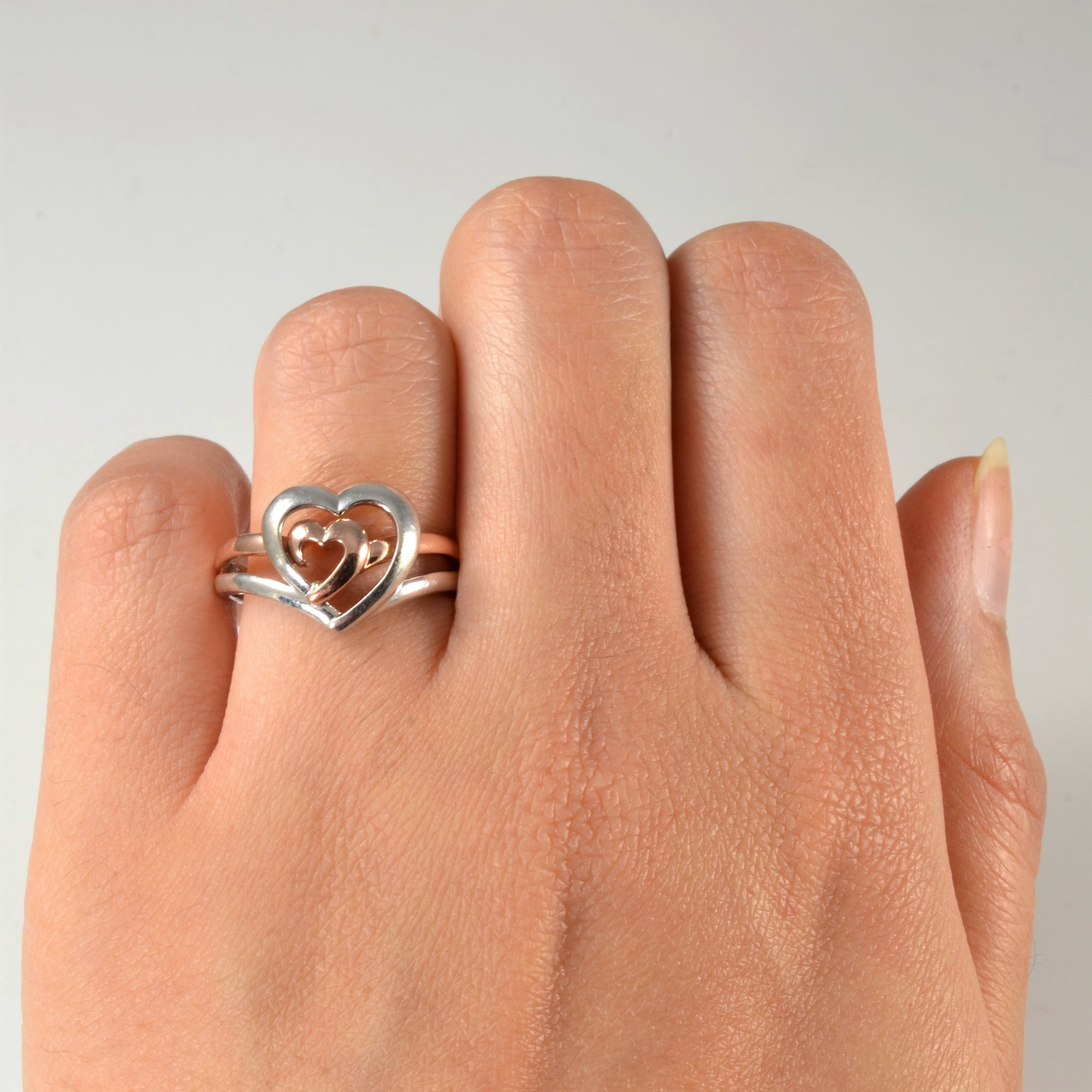 Two Tone Double Heart Ring | SZ 6.5 |