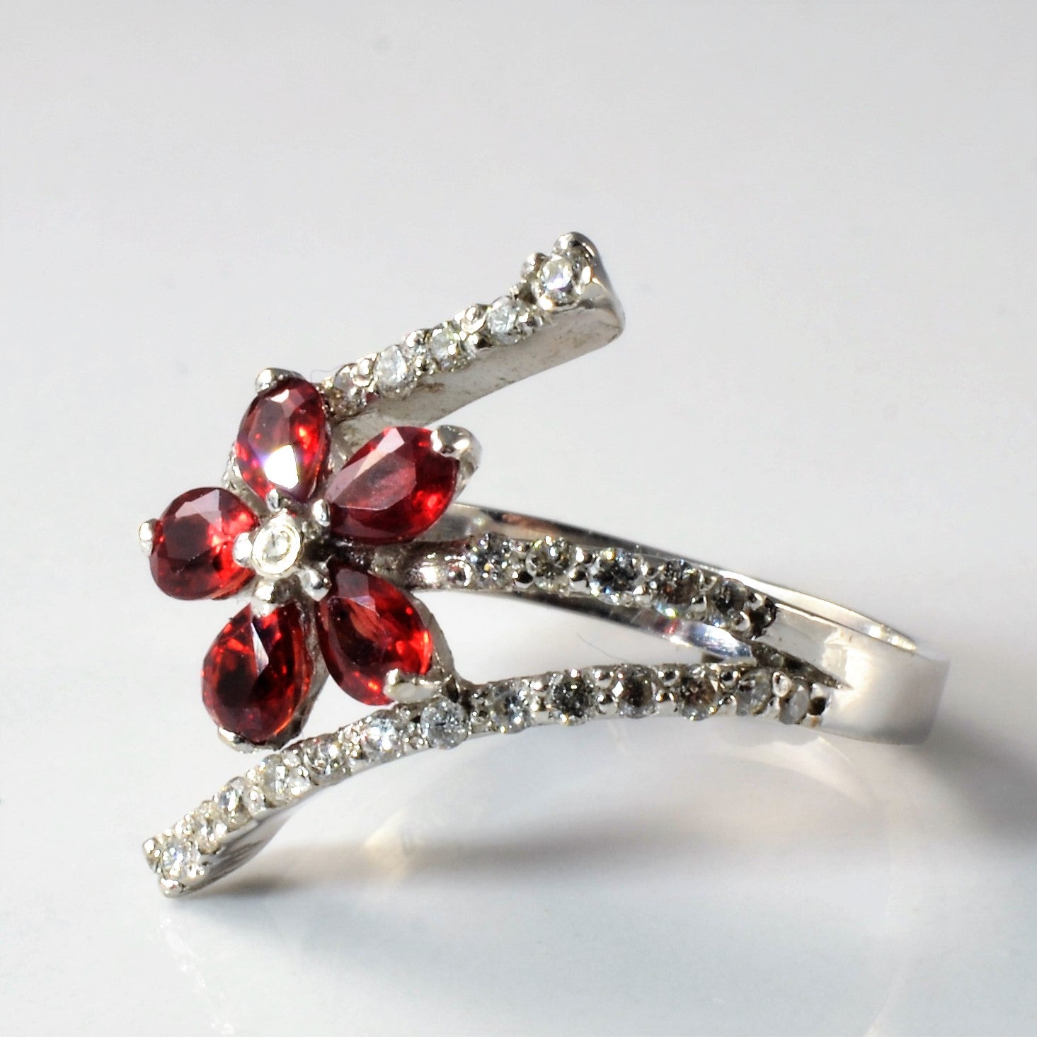 Bypass Floral Ruby Ring | 0.35ctw, 0.75ctw | SZ 5.5 |