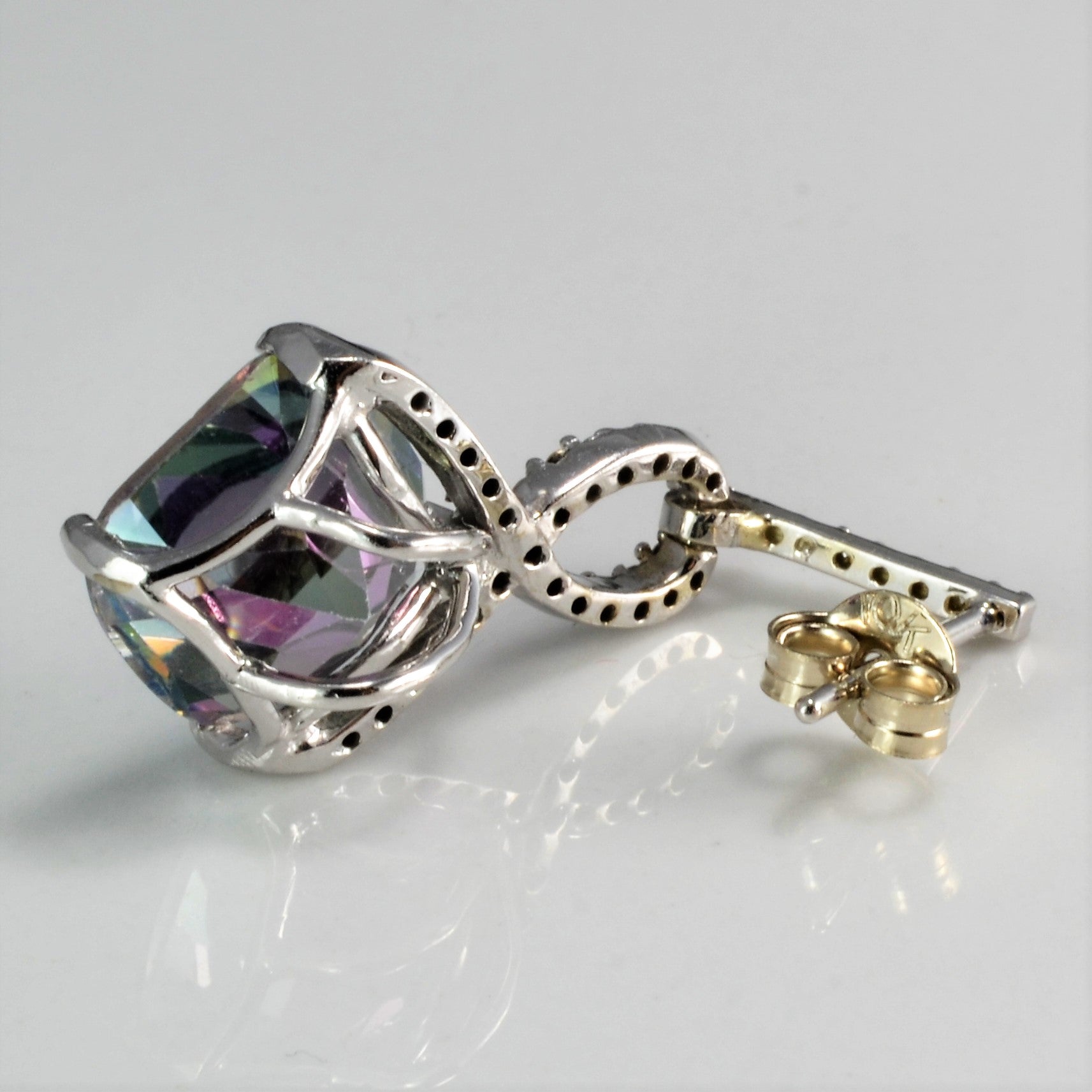 Mystic Topaz & Pave Set Diamond Dangle Earrings | 0.10 ctw |