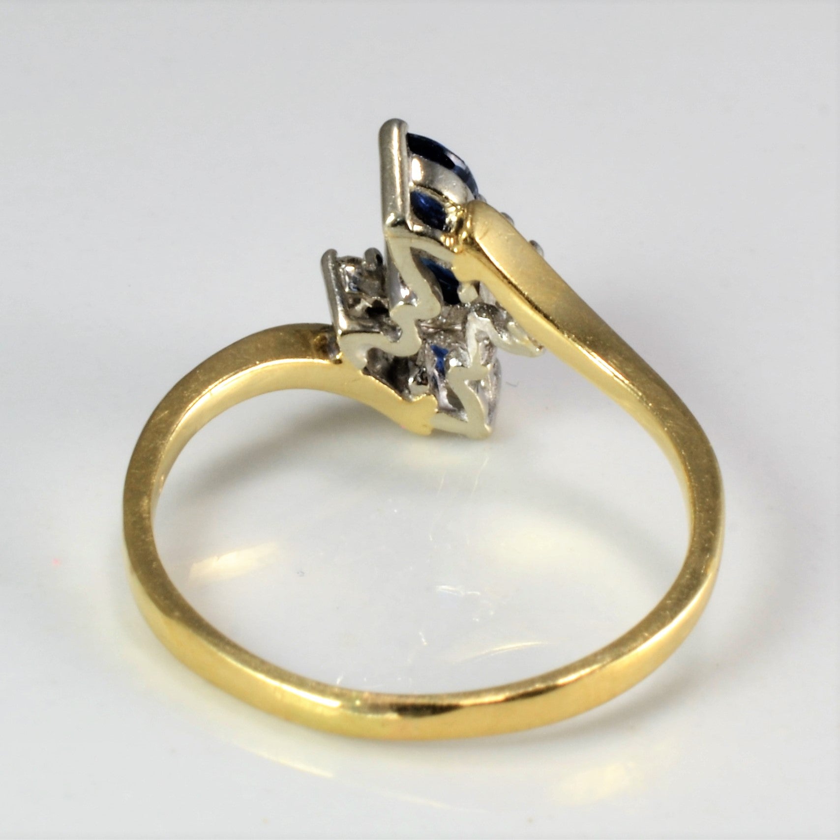 Bypass Three Stone Sapphire & Diamond Ring | 0.03 ctw, SZ 5.75 |