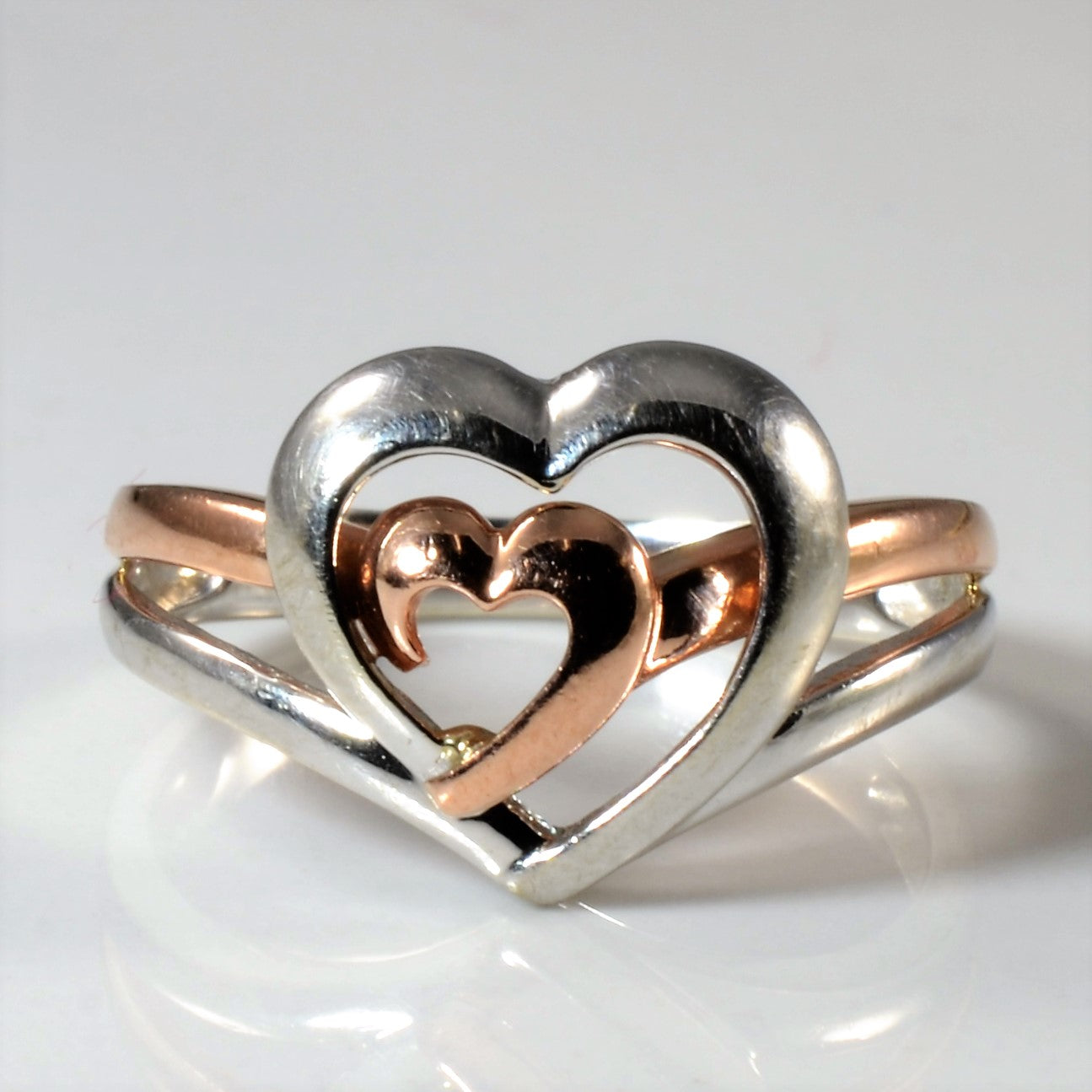 Two Tone Double Heart Ring | SZ 6.5 |