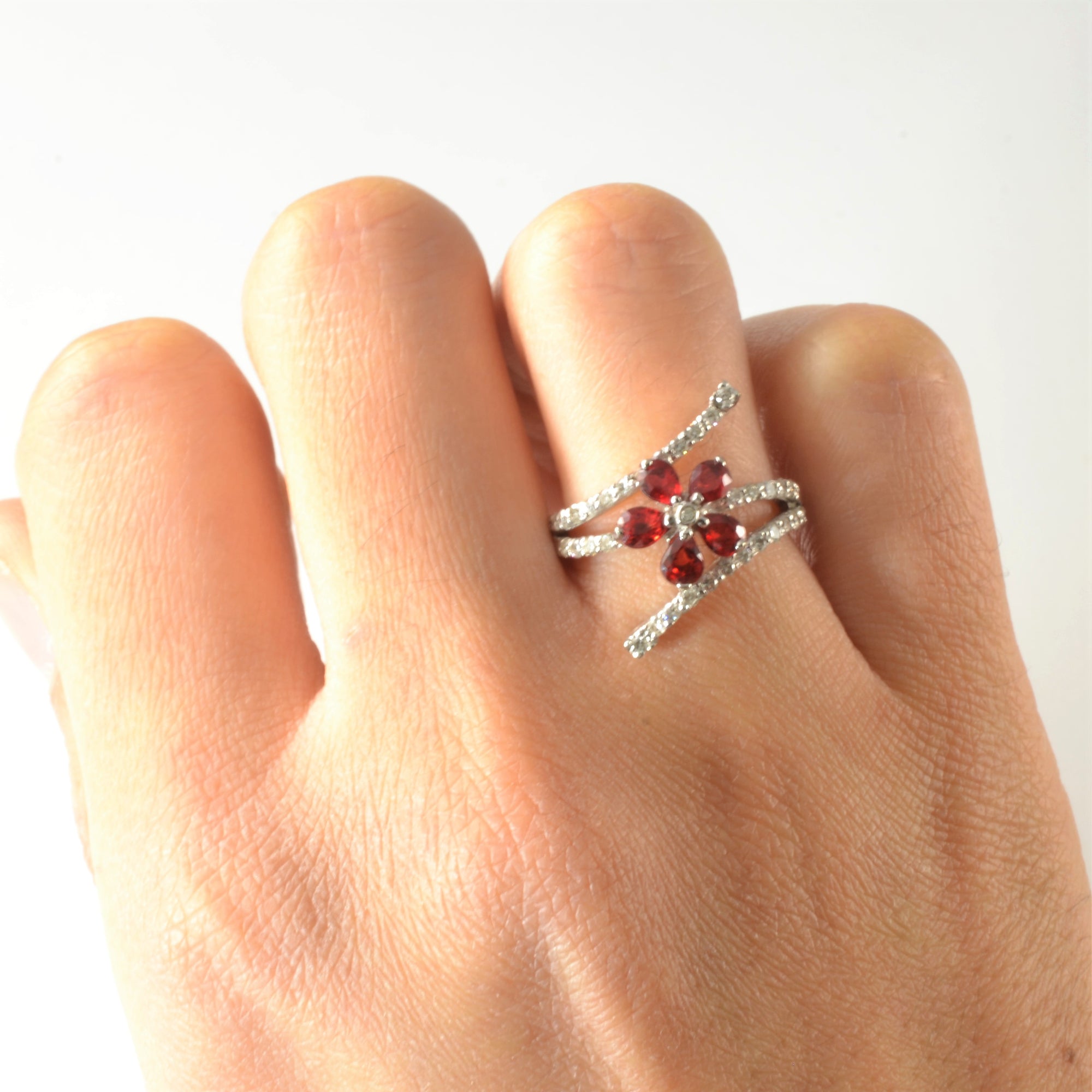 Bypass Floral Ruby Ring | 0.35ctw, 0.75ctw | SZ 5.5 |