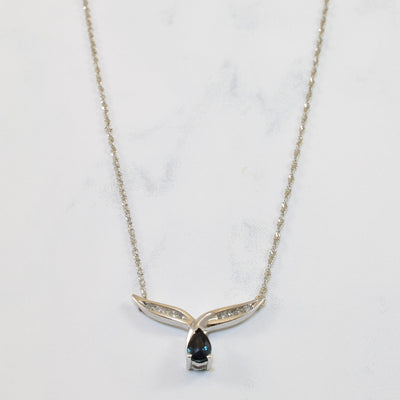 Sapphire & Diamond Plate Necklace | 0.25ct, 0.06ctw | 17