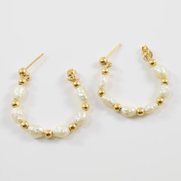 Baroque Pearl Stud Hoop Earrings | 7.20ctw |