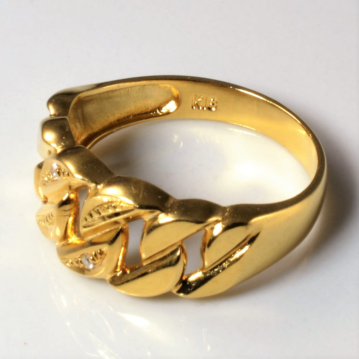 Textured Curb Link Style Ring | 0.01ctw | SZ 6.25 |