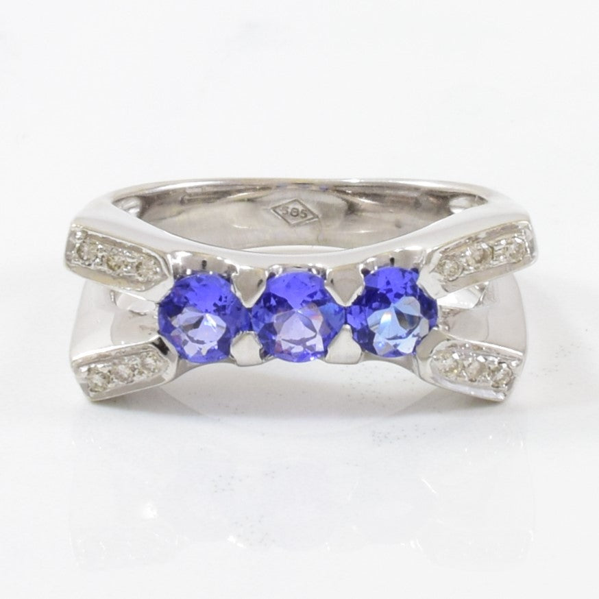 Tanzanite & Diamond Split Shank Ring | 0.05ctw, 0.96ctw | SZ 5.75 |