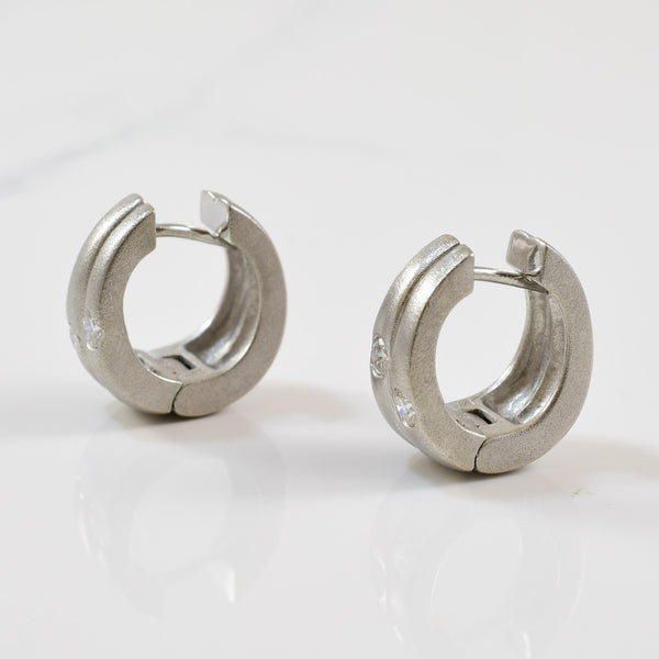 Heavy Brushed Finish Diamond Huggie Earrings | 0.40ctw |