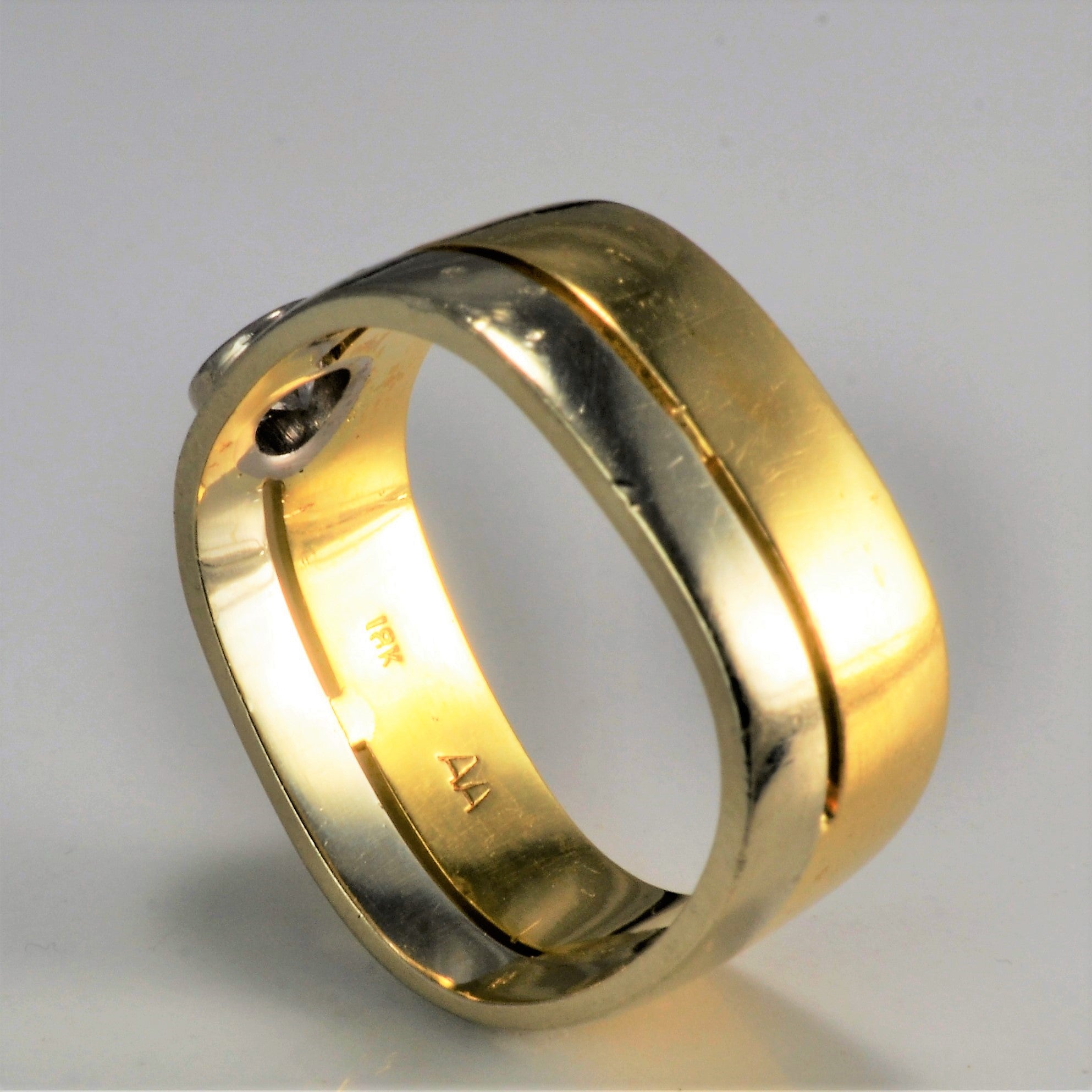 Bezel Set Solitaire Diamond Two Tone Gold Ring | 0.35 ct, SZ 9 |