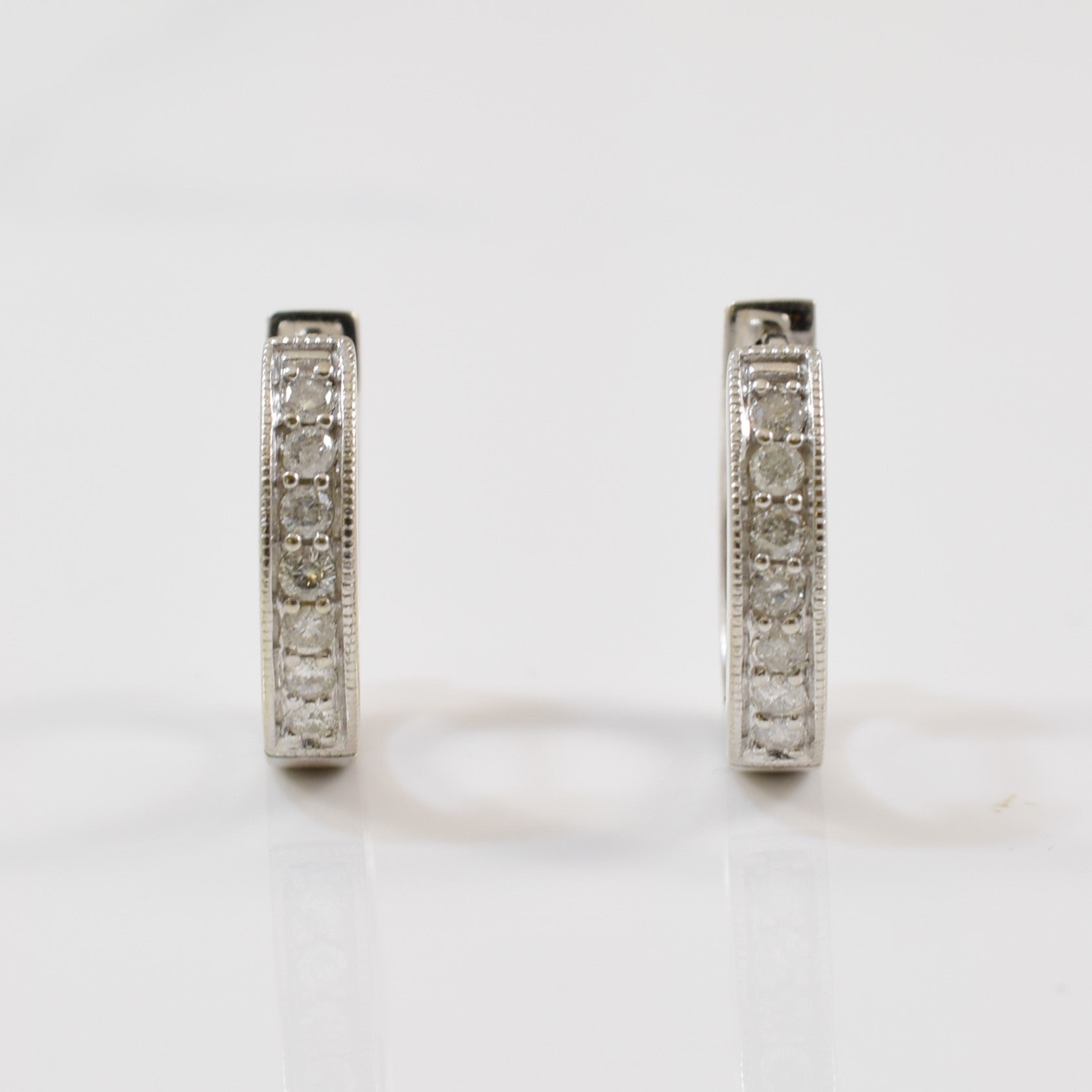 Milgrain Locking Diamond Huggie Earrings | 0.15ctw |
