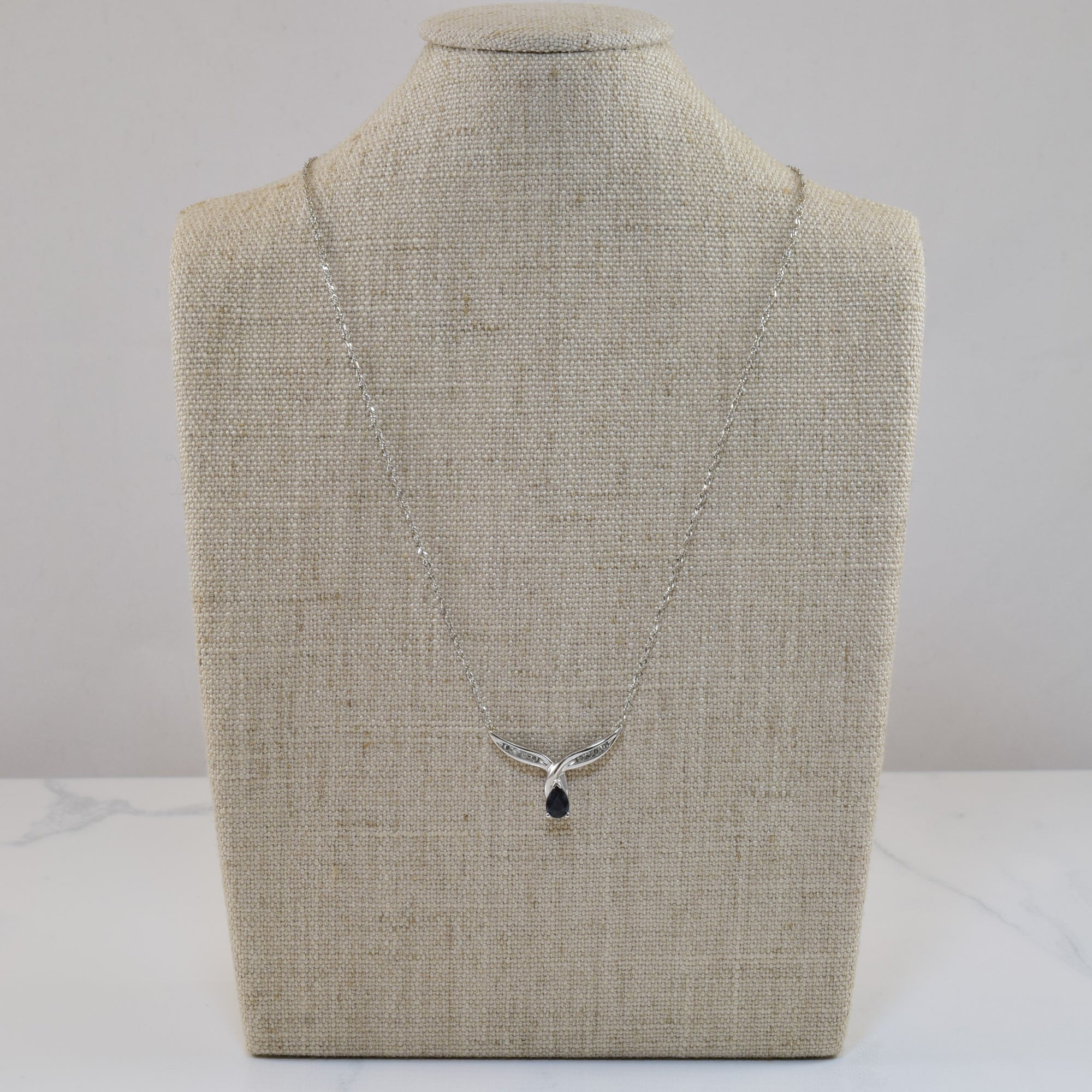 Sapphire & Diamond Plate Necklace | 0.25ct, 0.06ctw | 17