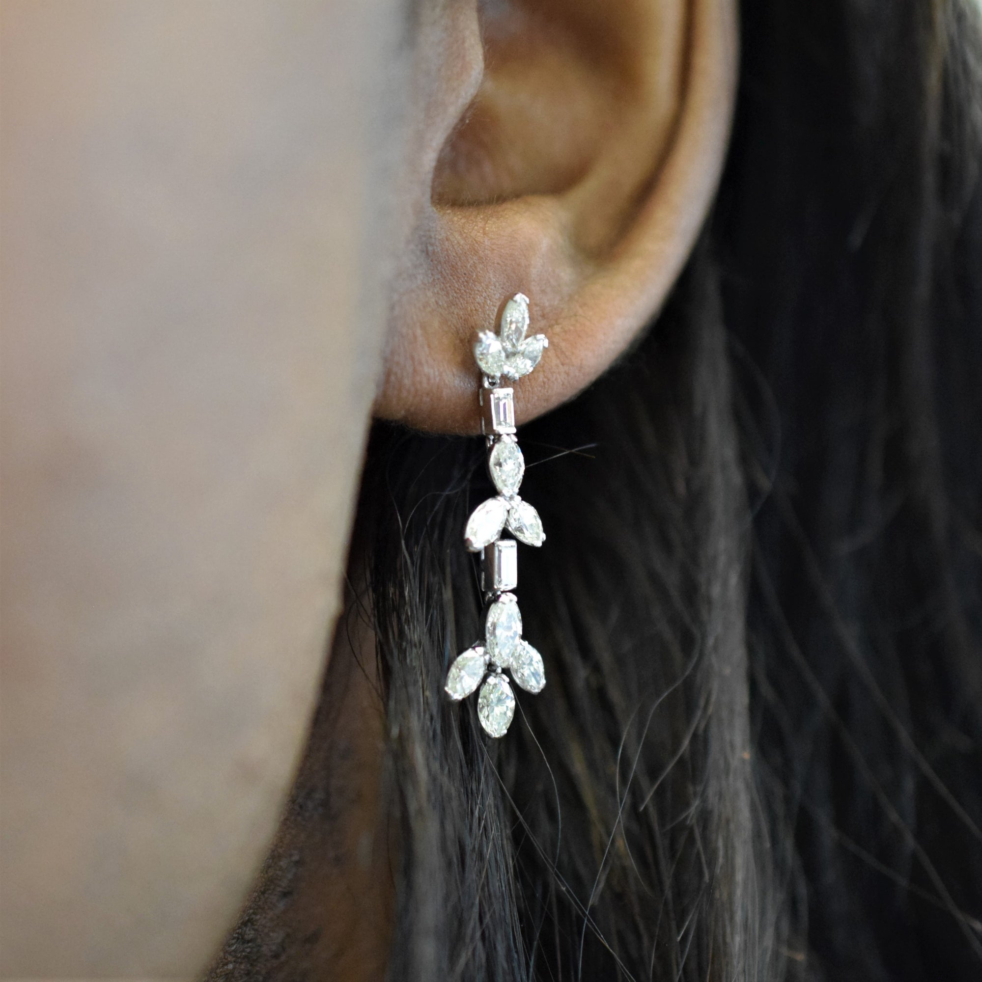 Platinum Marquise Diamond Drop Earrings | 2.30ctw |