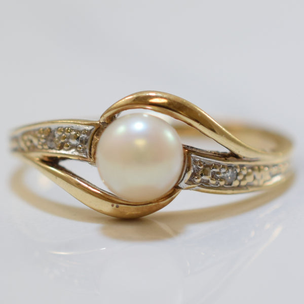 Pearl & Diamond Bypass Ring | 1.00ct, 0.02ctw | SZ 6.5 |