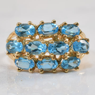 Blue Topaz Split Shank Cluster Ring | 2.30ctw | SZ 7 |