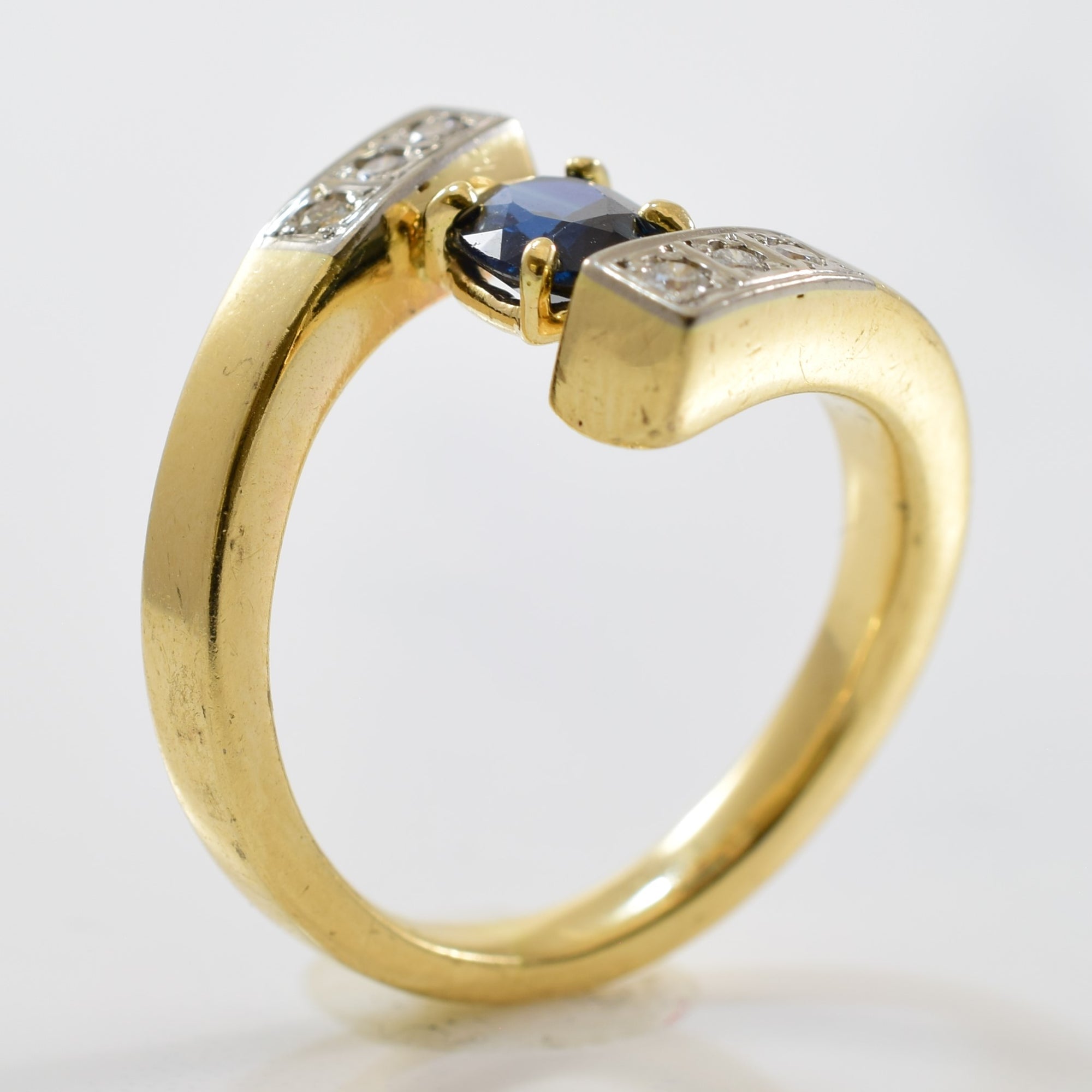 Diamond & Sapphire Bypass Ring | 0.12ctw, 1.00ct | SZ 6.5 |