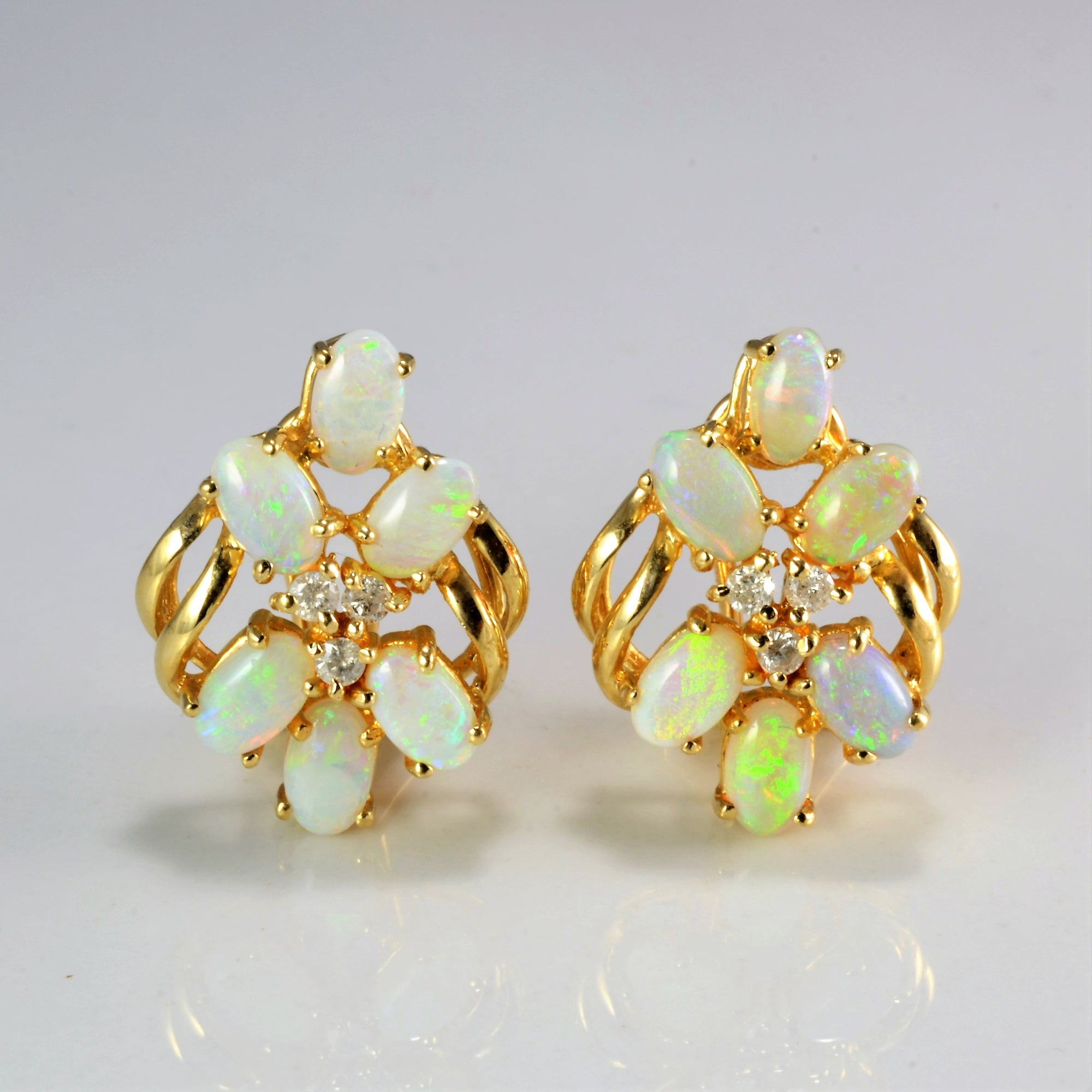 Opal & Diamond Clip Earrings | 0.12 ctw |