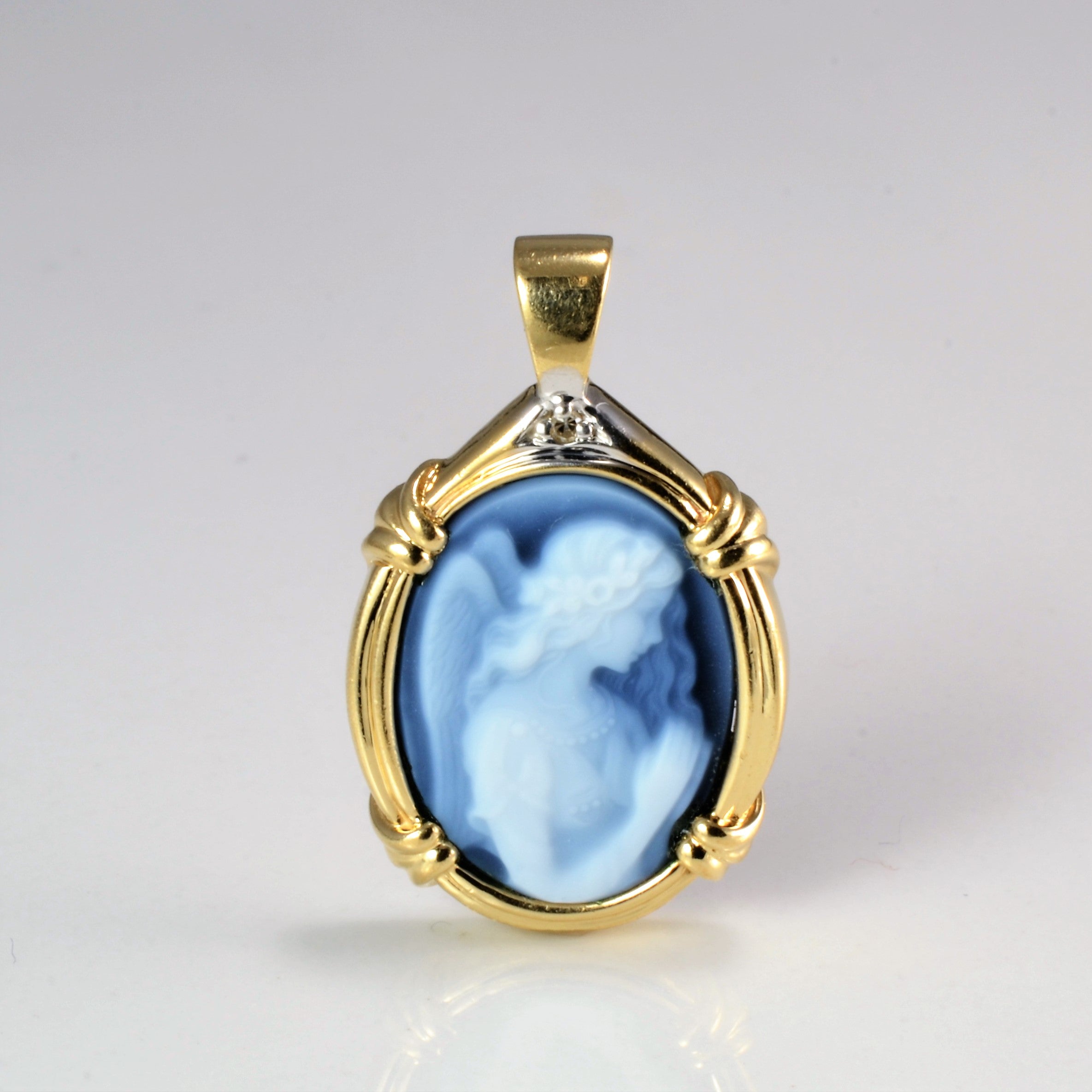 Bezel Set Cameo & Diamond Pendant | 0.01 ct |