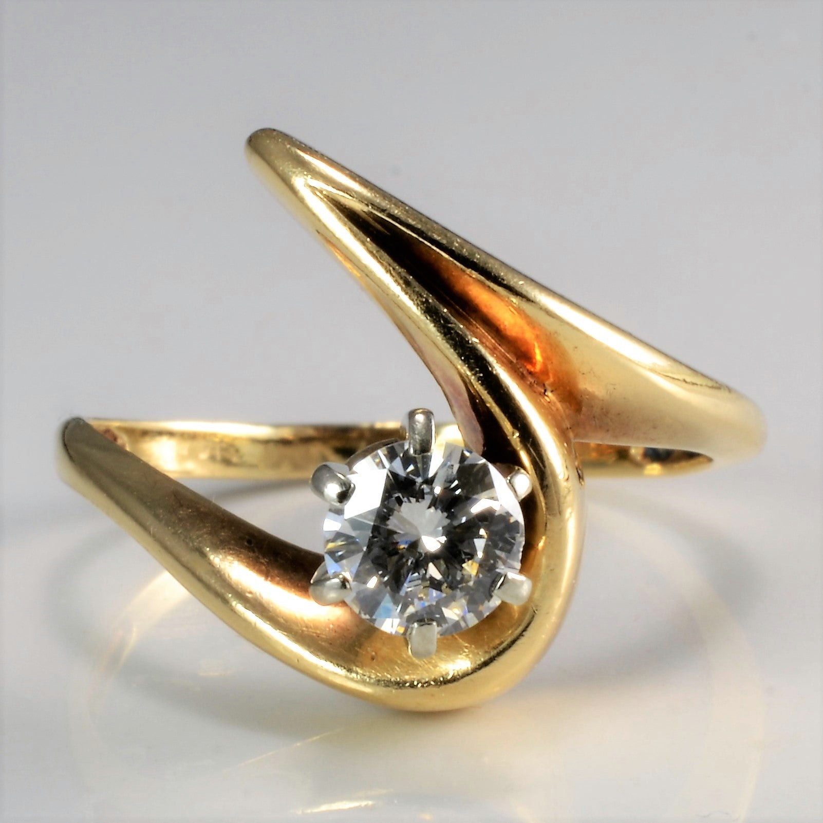 Chevron Bypass Diamond Solitaire Ring | 0.43ct | SZ 7 |