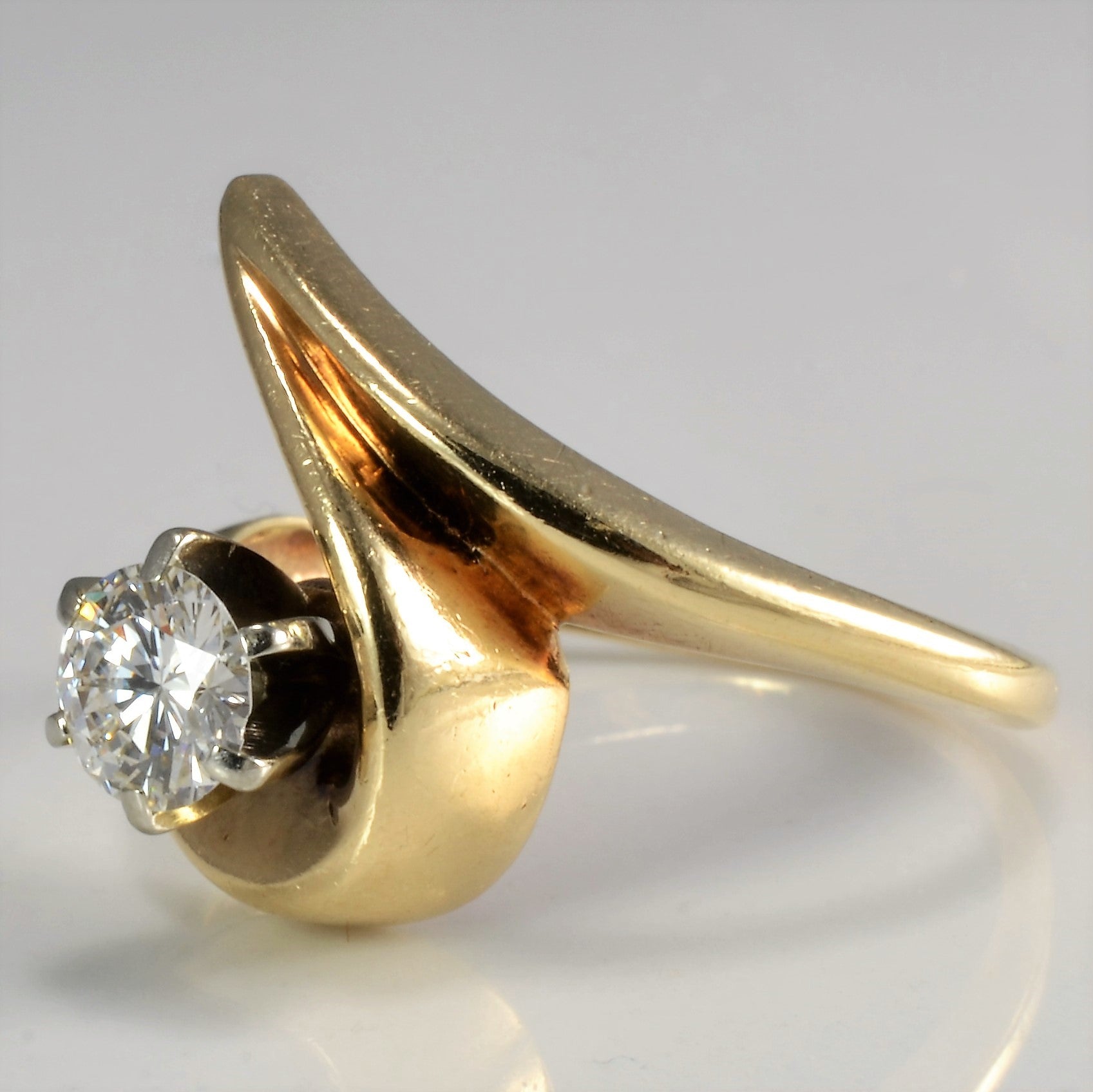 Chevron Bypass Diamond Solitaire Ring | 0.43ct | SZ 7 |