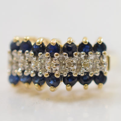 Triple Row Sapphire & Diamond Ring | 0.84ctw, 0.04ctw | SZ 6.25 |