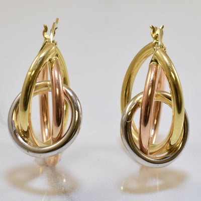 Abstract Tri Tone Hoop Earrings |